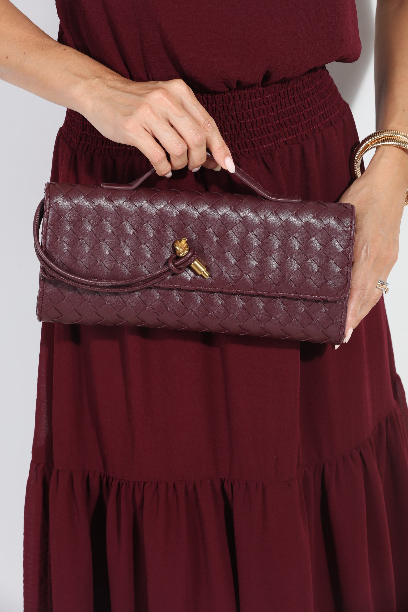 Wine Woven Clutch