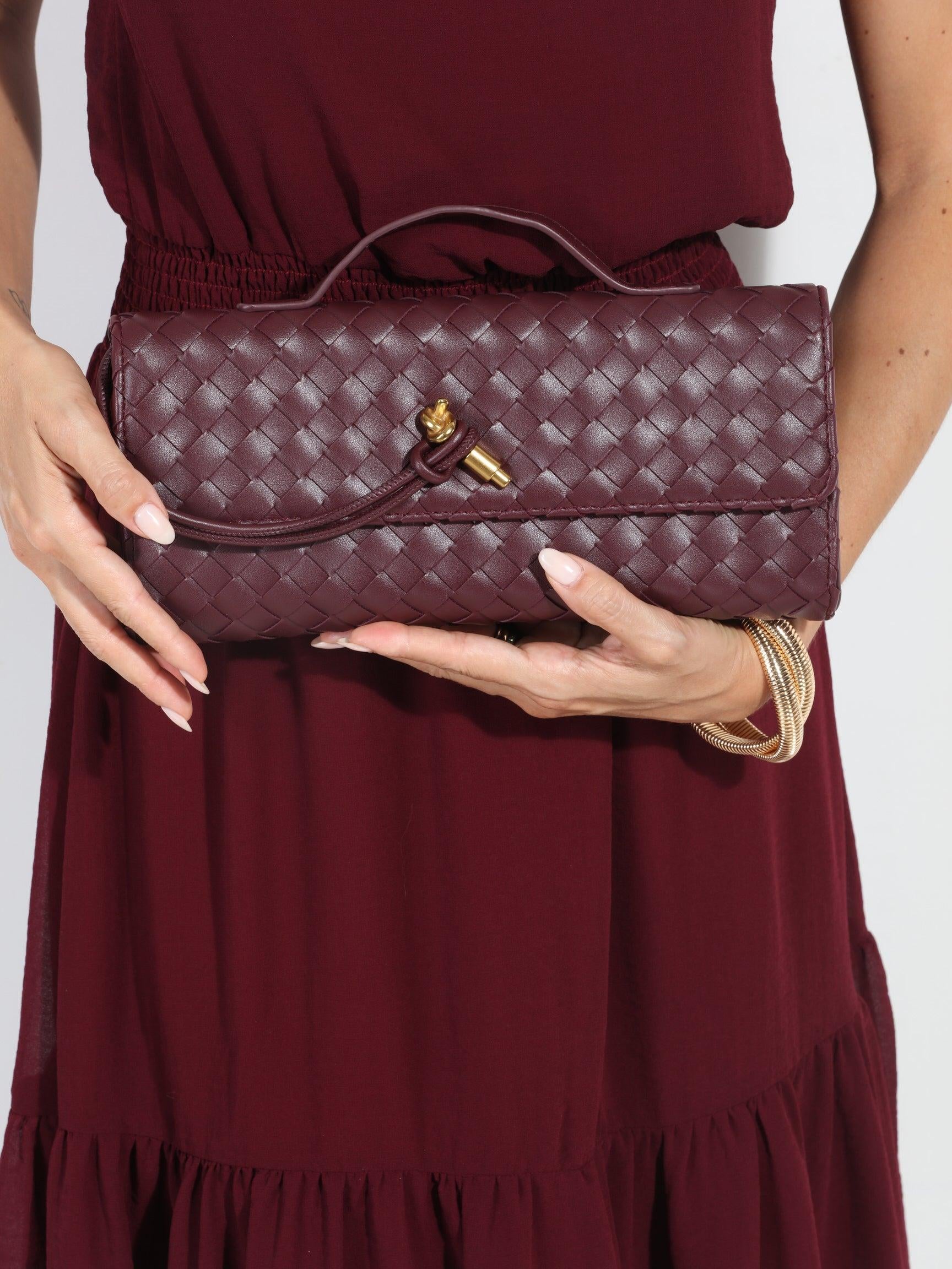 Wine Woven Clutch