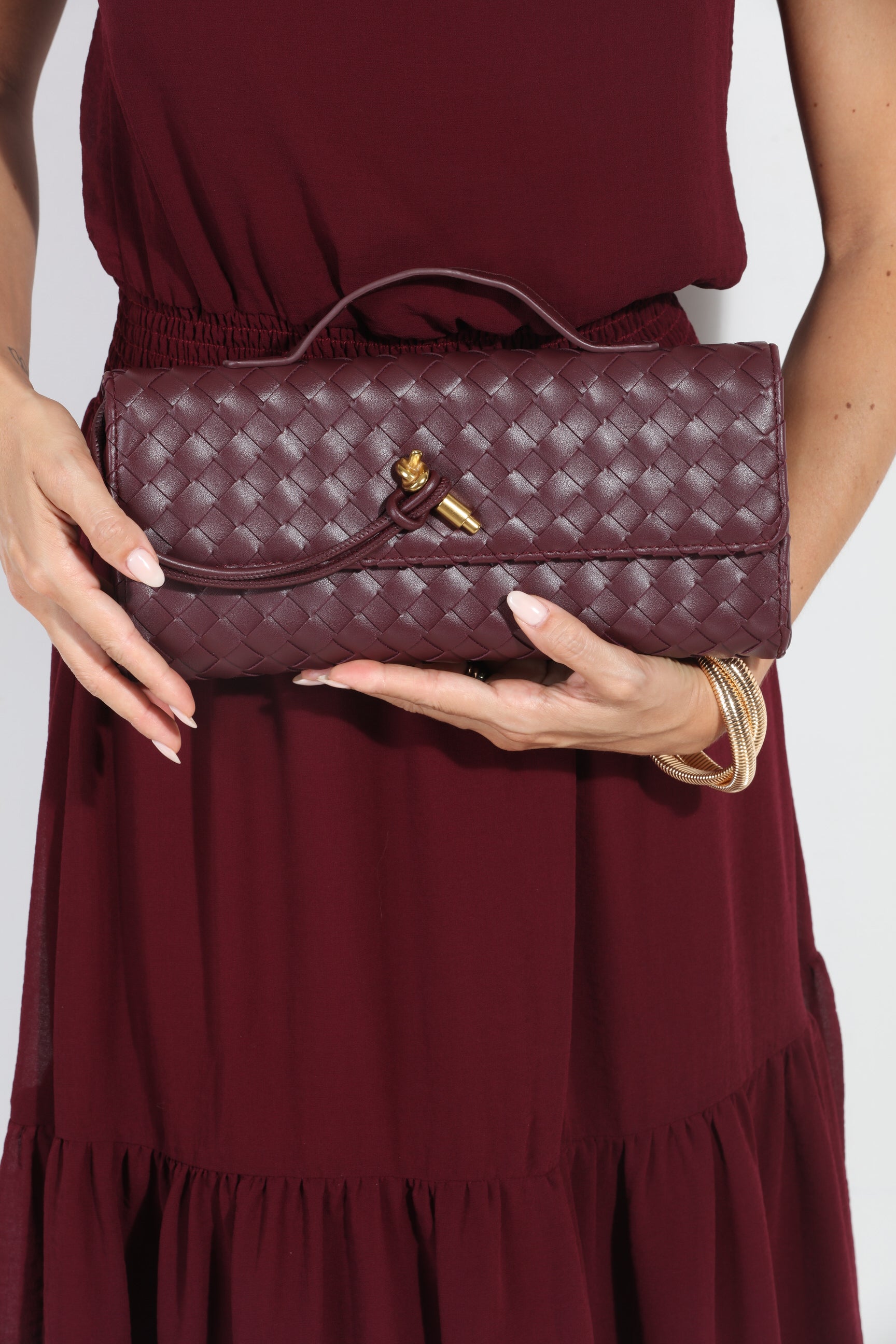 Wine Woven Clutch