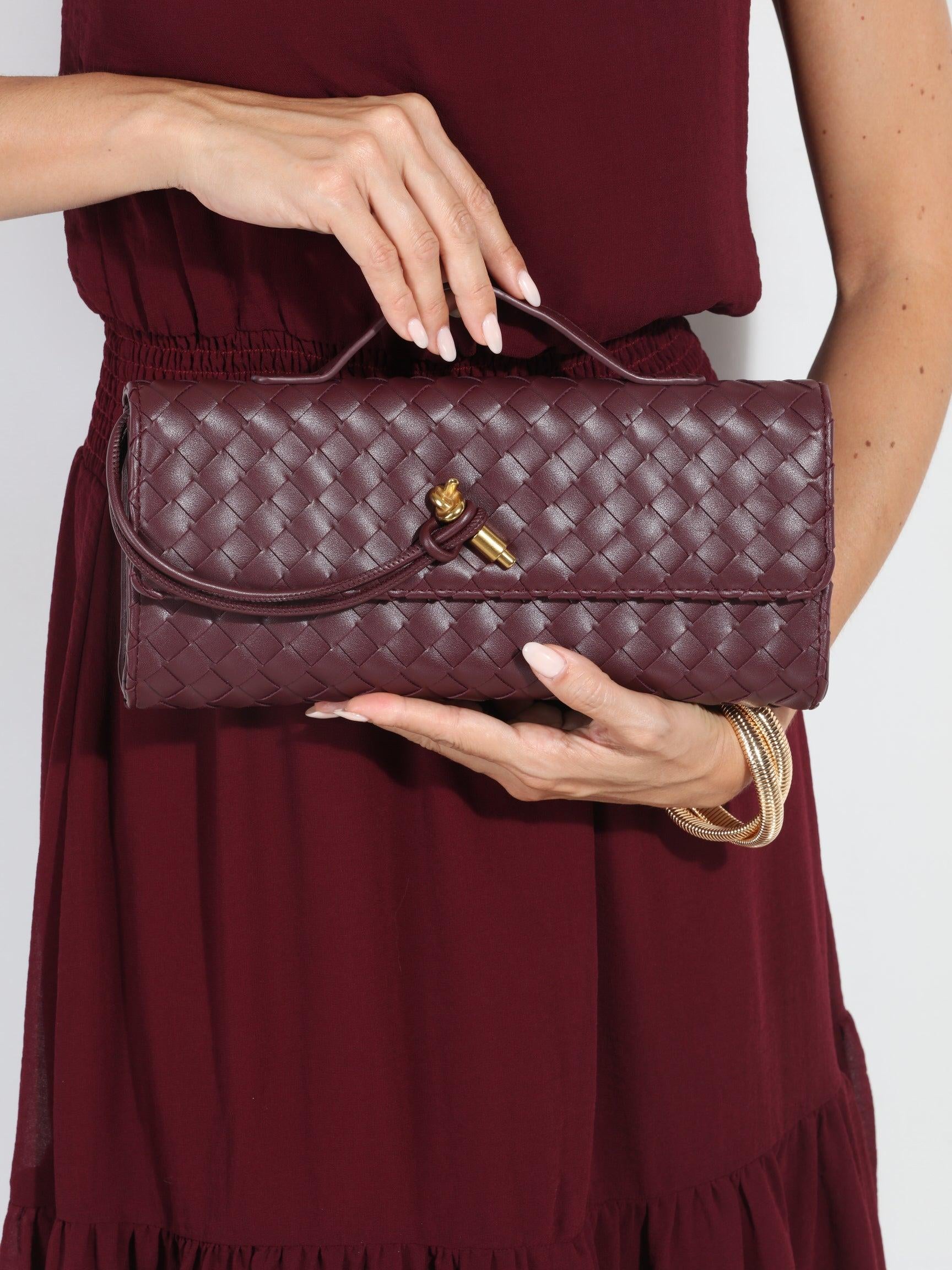 Wine Woven Clutch
