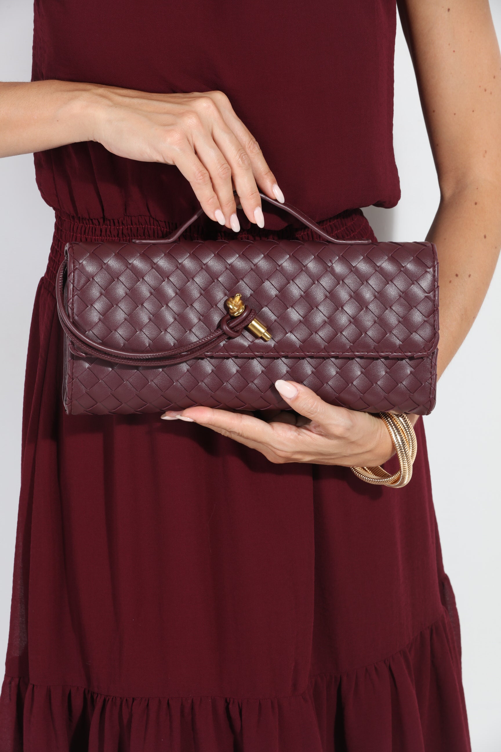 Wine Woven Clutch