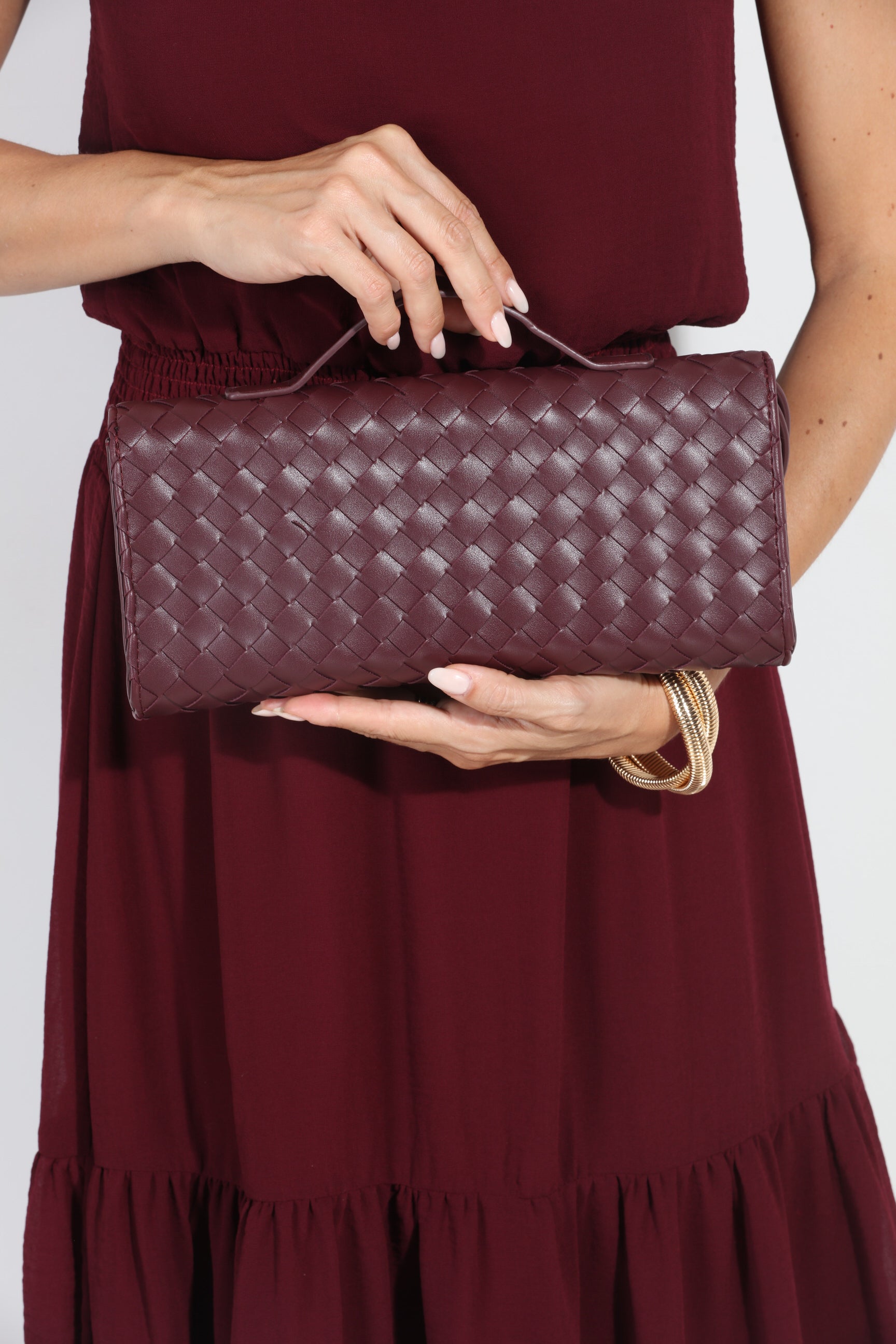 Wine Woven Clutch