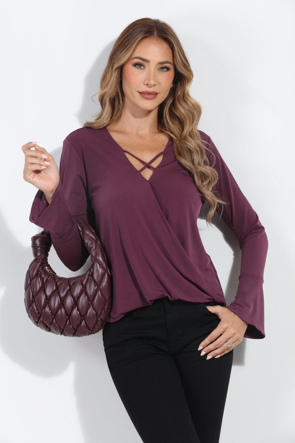 Plum Ity Surplice X Top-FINAL SALE