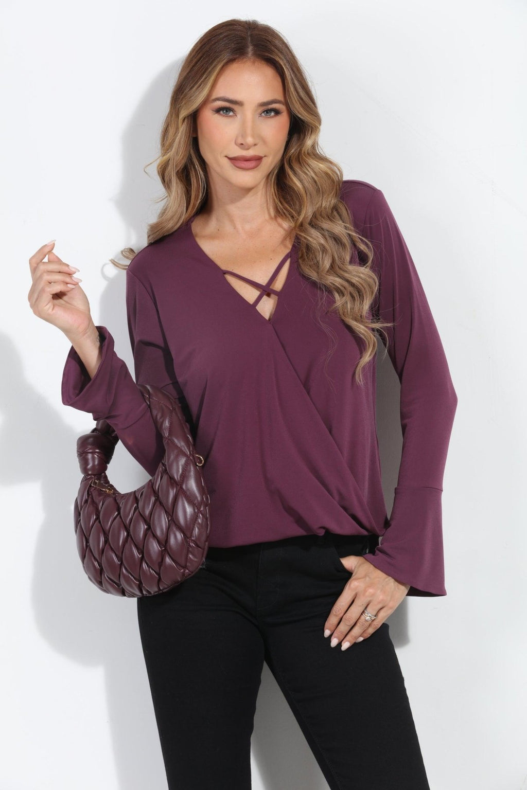 Plum Ity Surplice X Top-FINAL SALE