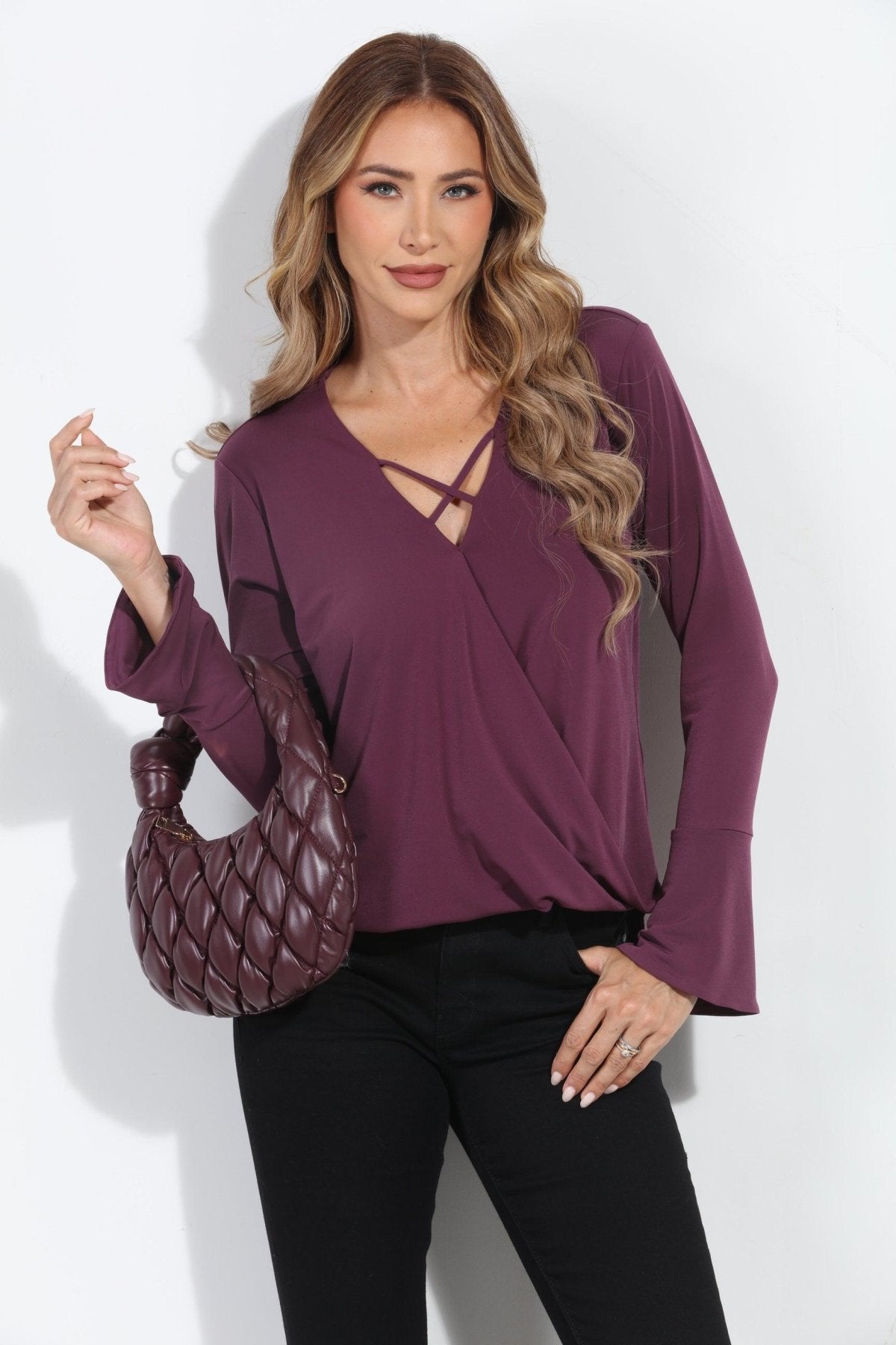 Plum Ity Surplice X Top-FINAL SALE