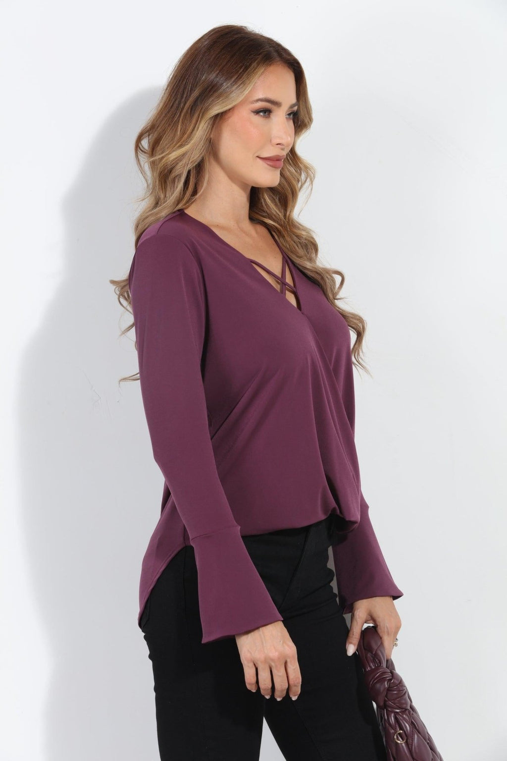 Plum Ity Surplice X Top-FINAL SALE