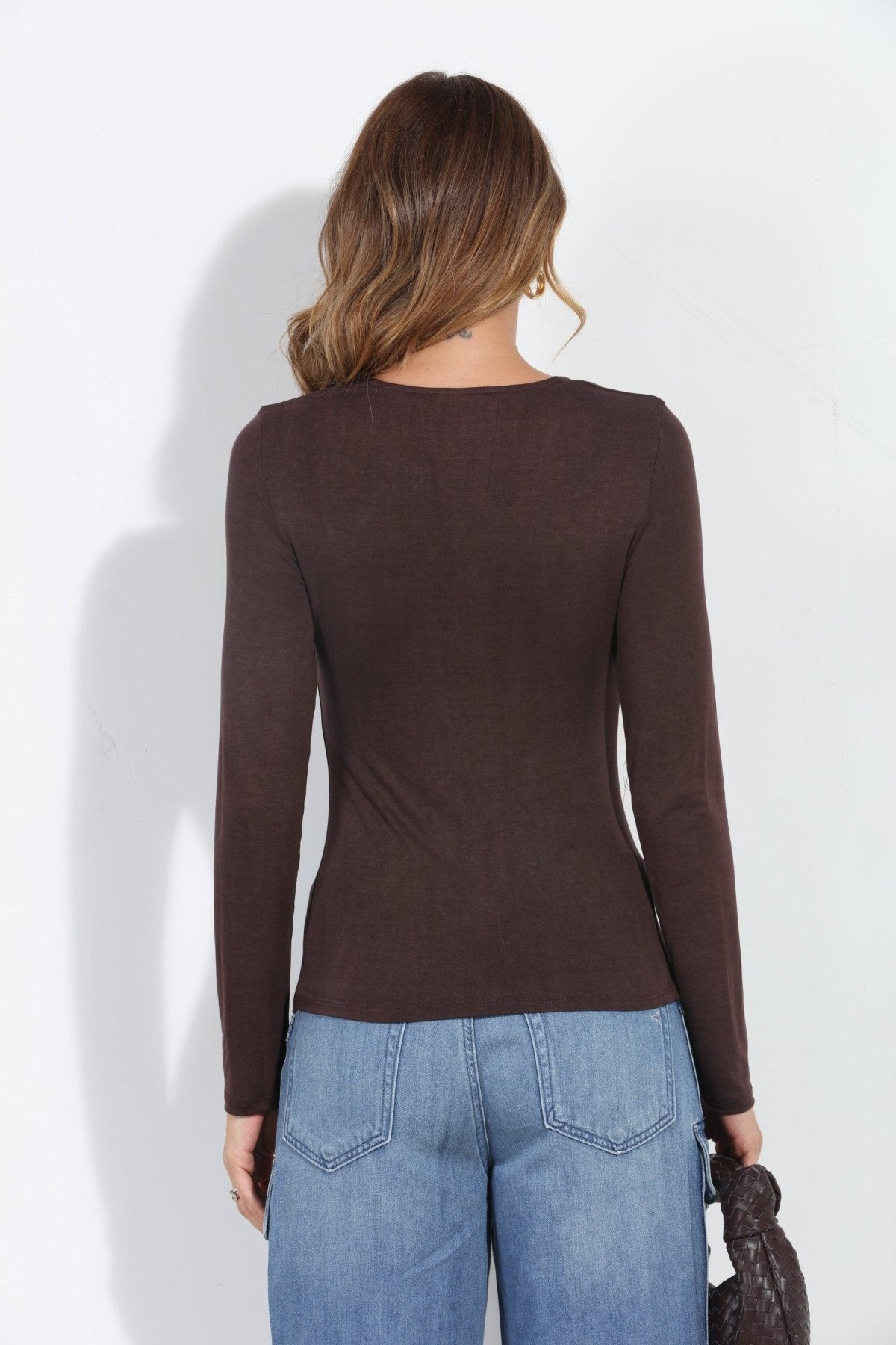 Kaylee Square Neck Tee- Brown-FINAL SALE