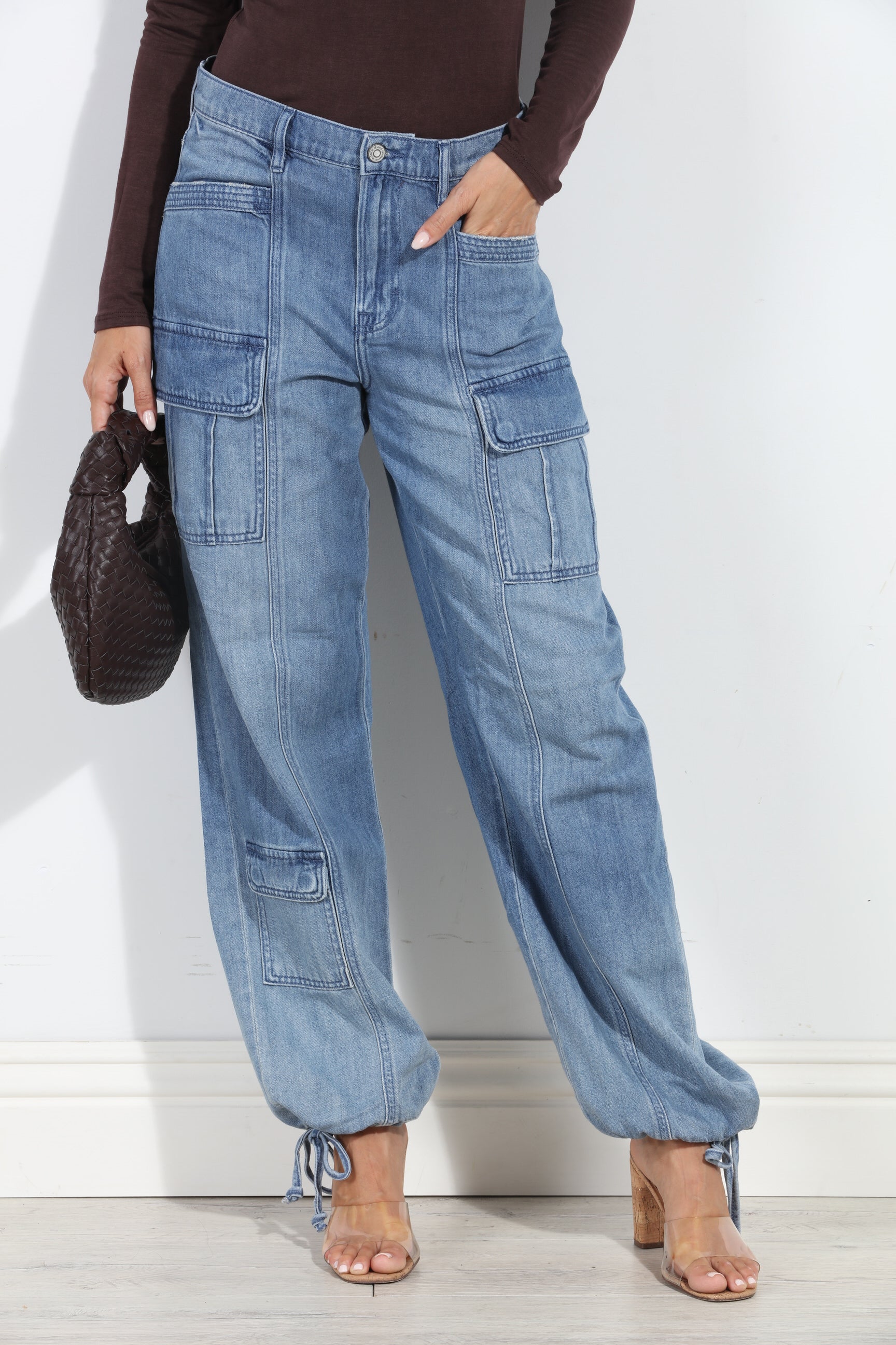 Drawstring Cuff Cargo Jean