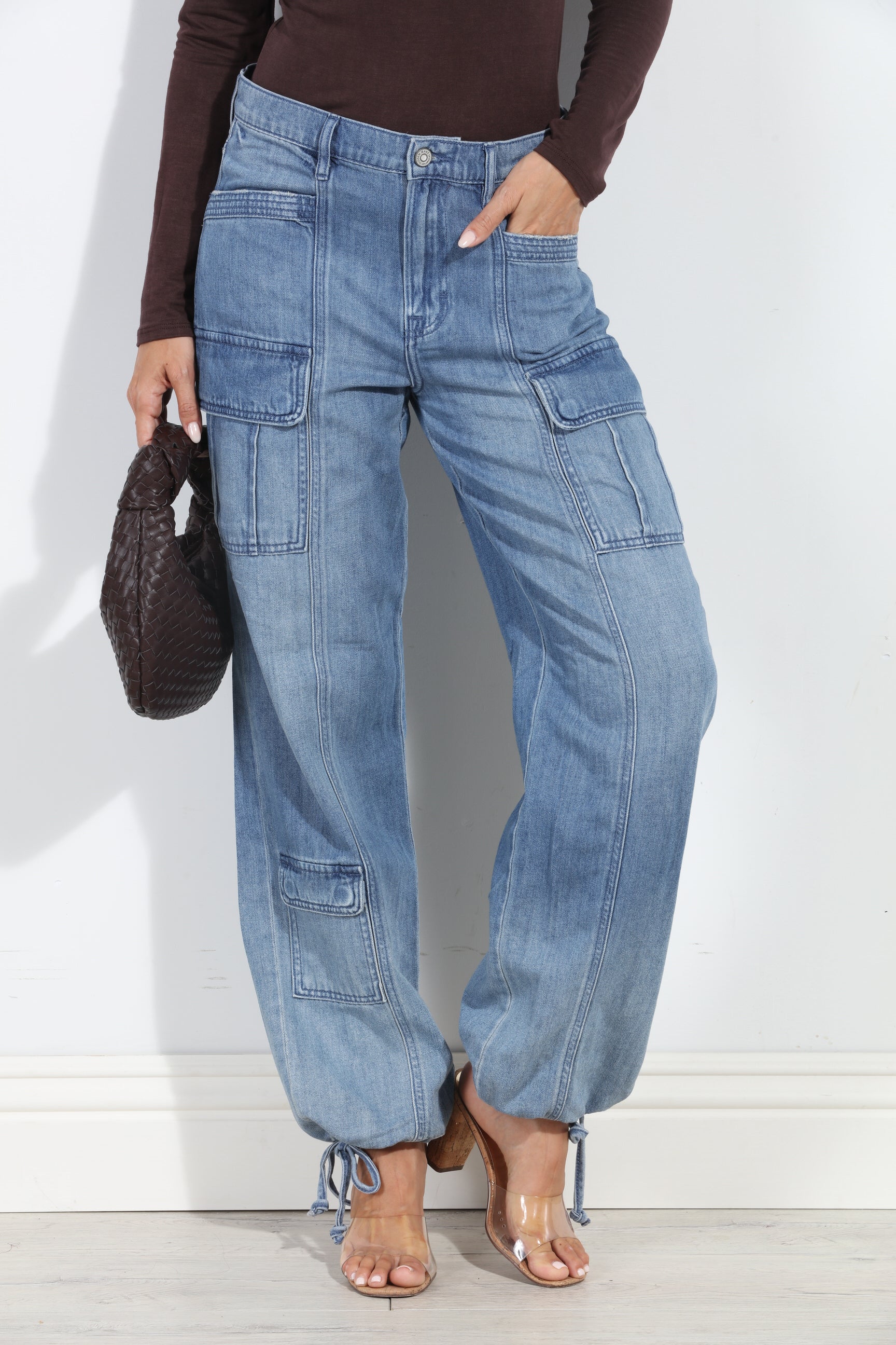 Drawstring Cuff Cargo Jean