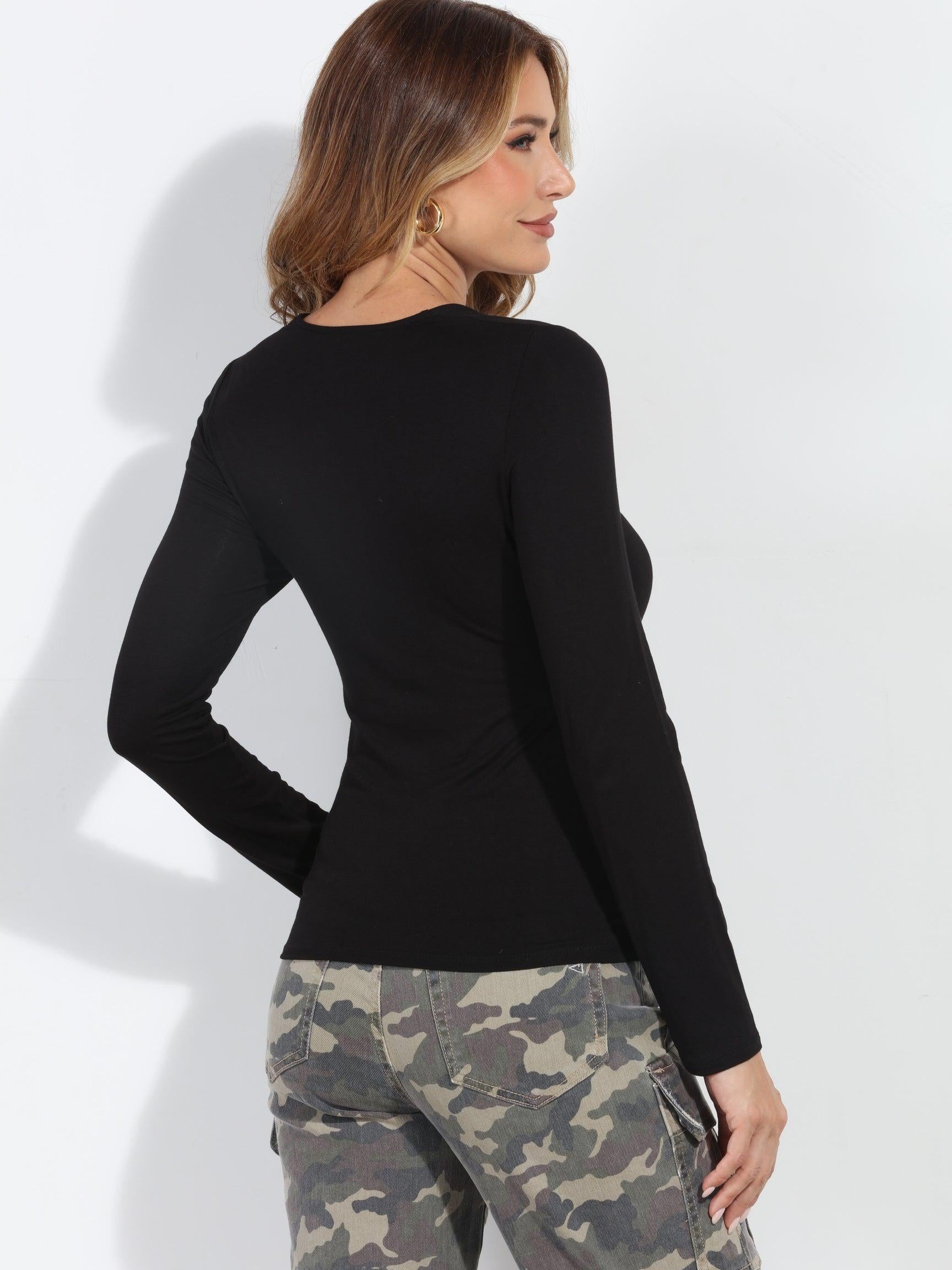 Kaylee Square Neck Tee- Black-BEST SELLER