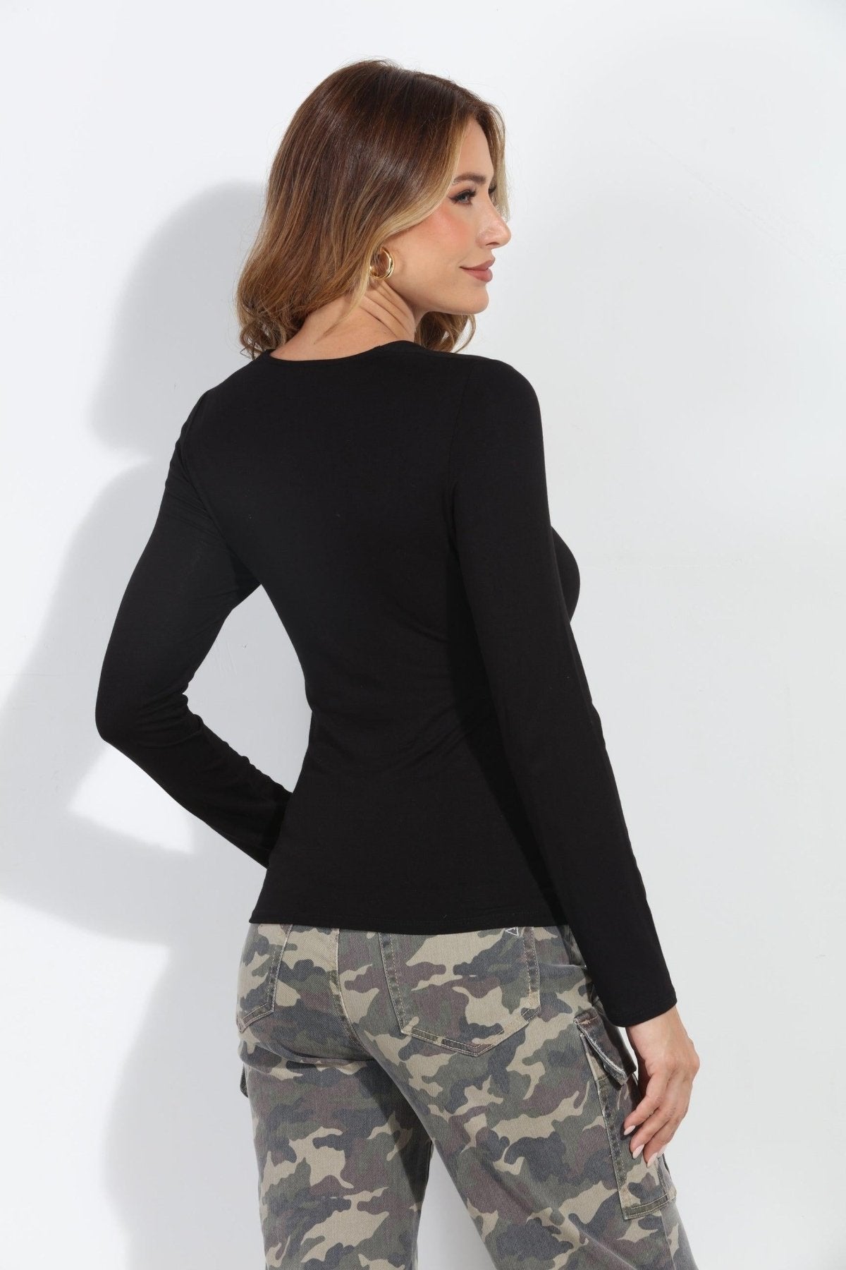 Kaylee Square Neck Tee- Black-BEST SELLER