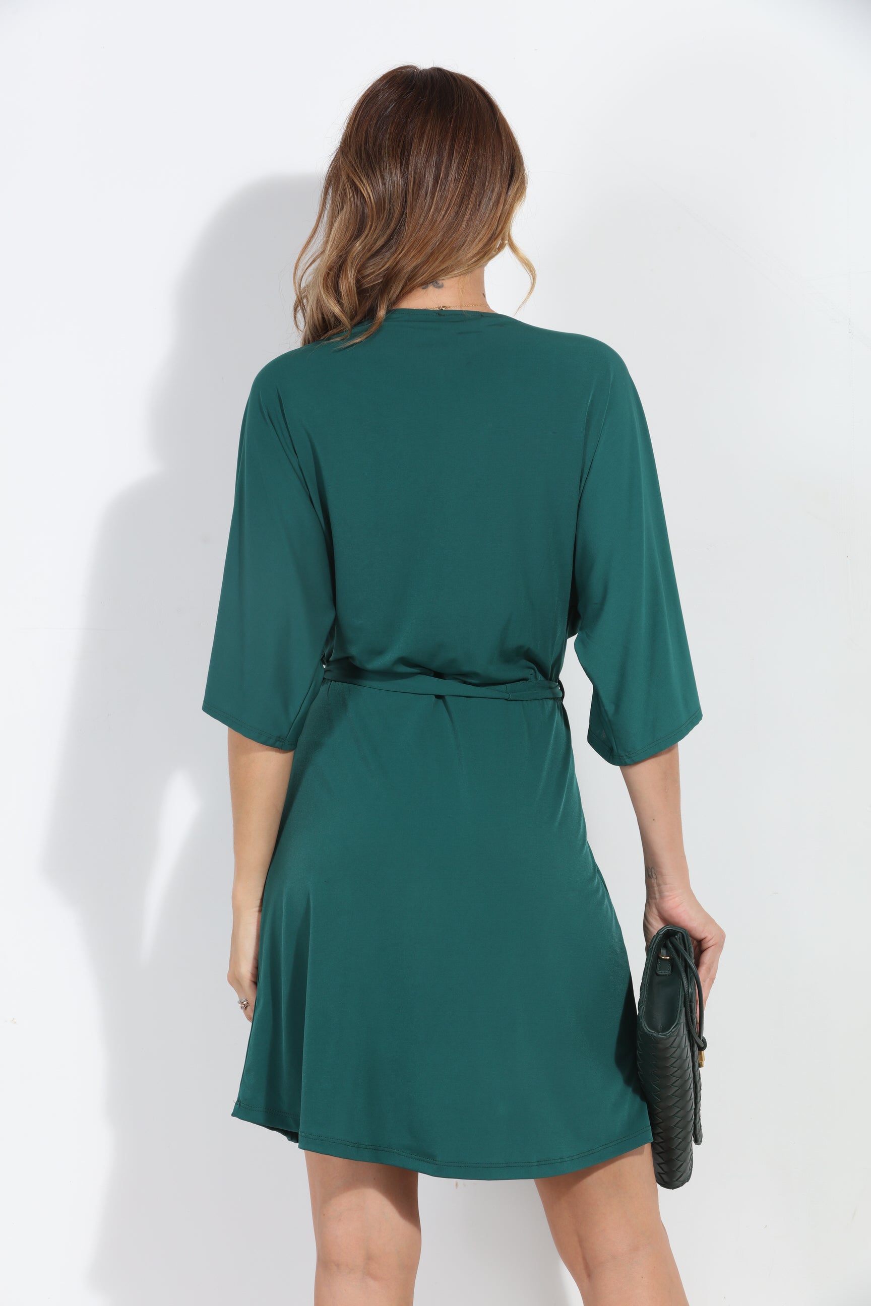 Hunter Green Stretch Kimono Sleeve Dress-BEST SELLER