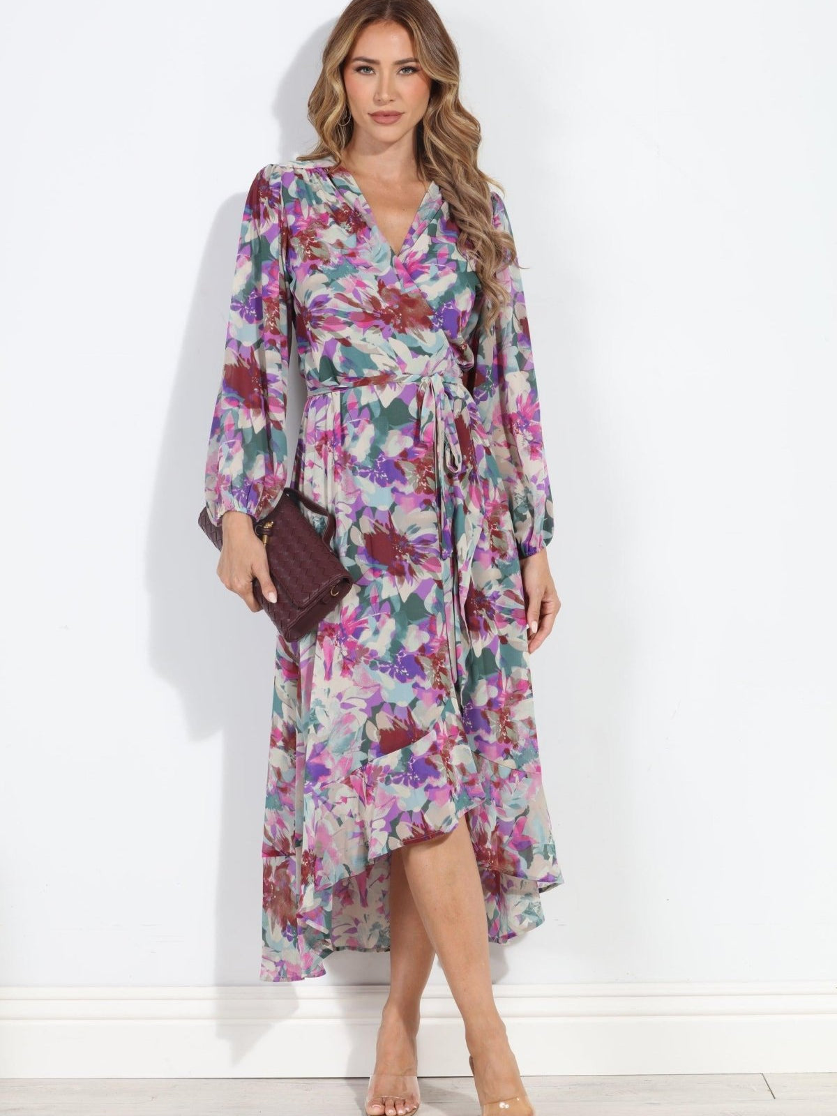 Cassandra Chiffon Ruffle Wrap Dress-BEST SELLER