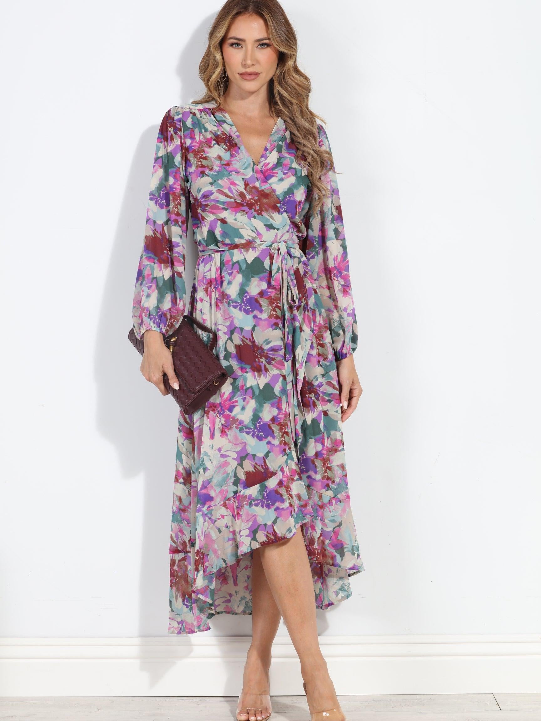 Cassandra Chiffon Ruffle Wrap Dress-BEST SELLER