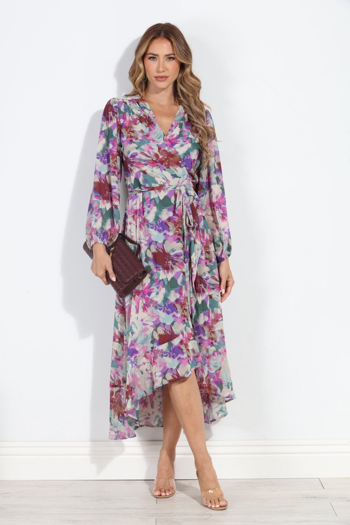 Cassandra Chiffon Ruffle Wrap Dress-BEST SELLER