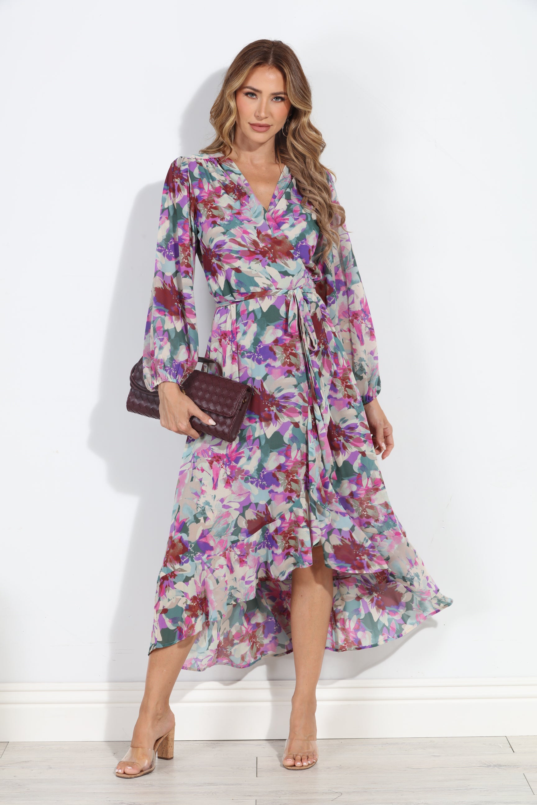 Cassandra Chiffon Ruffle Wrap Dress-BEST SELLER