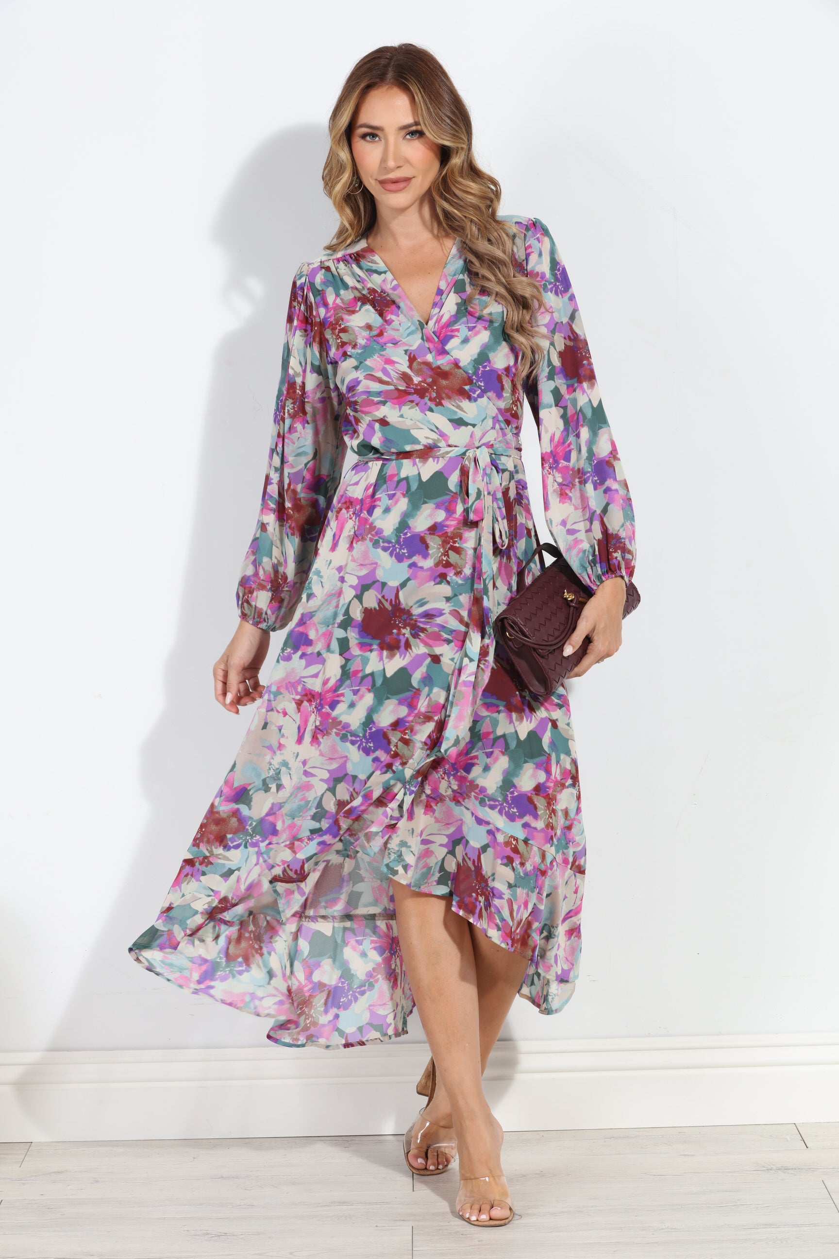 Cassandra Chiffon Ruffle Wrap Dress-BEST SELLER