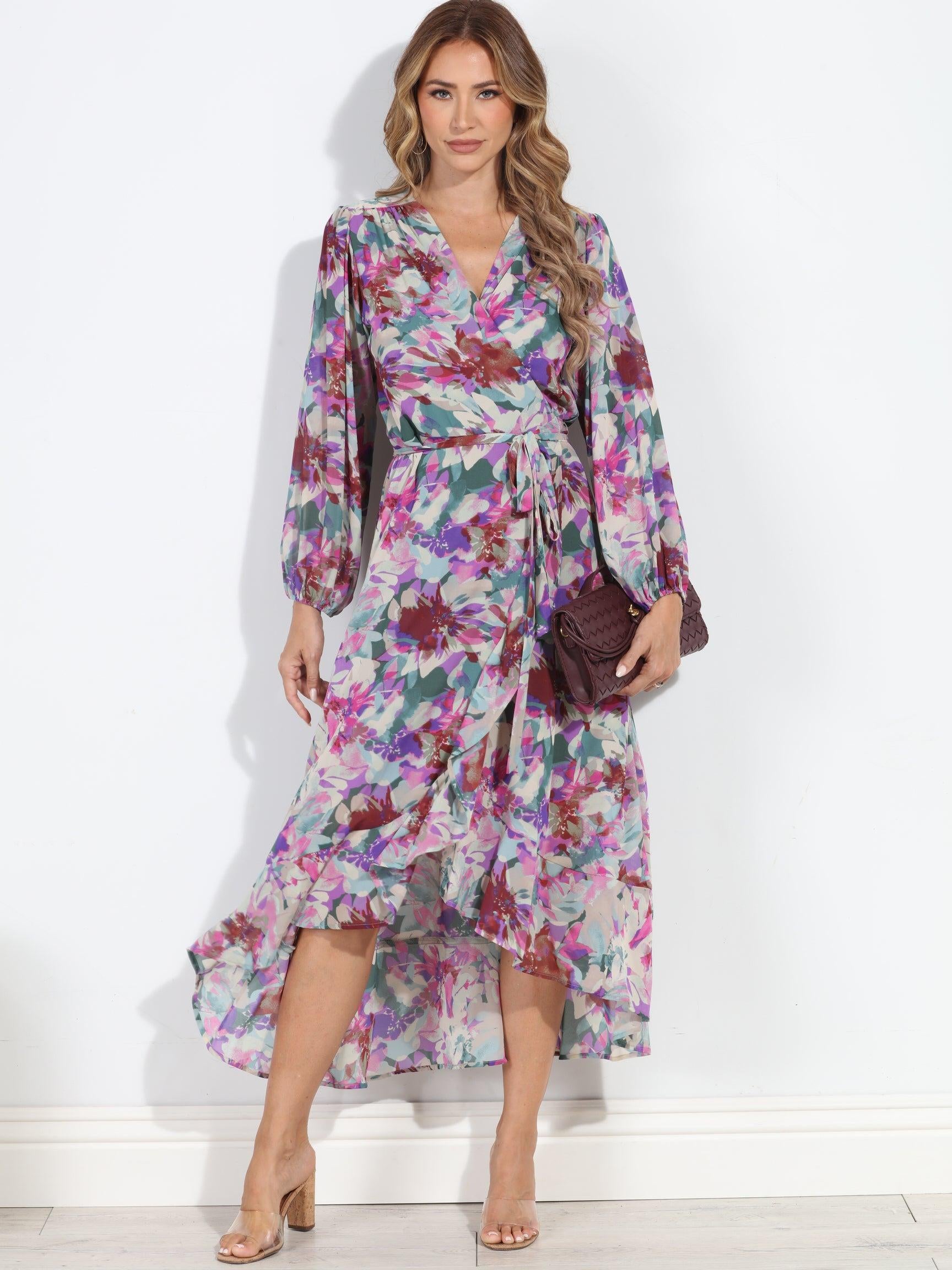 Cassandra Chiffon Ruffle Wrap Dress-BEST SELLER