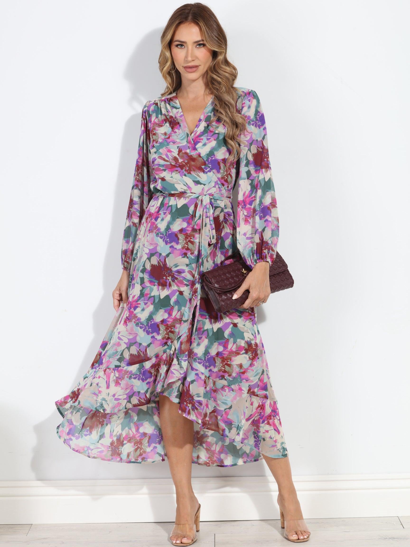 Cassandra Chiffon Ruffle Wrap Dress-BEST SELLER