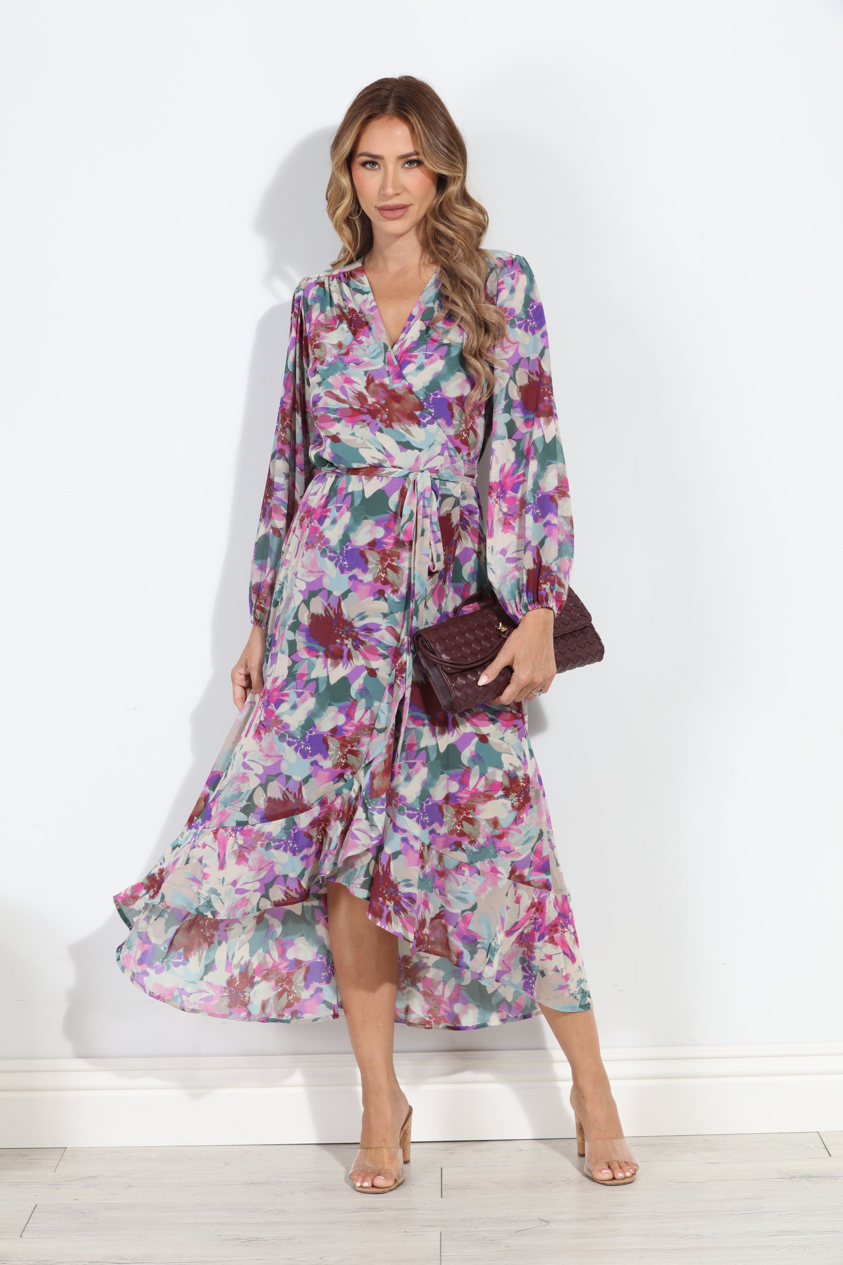 Cassandra Chiffon Ruffle Wrap Dress-BEST SELLER