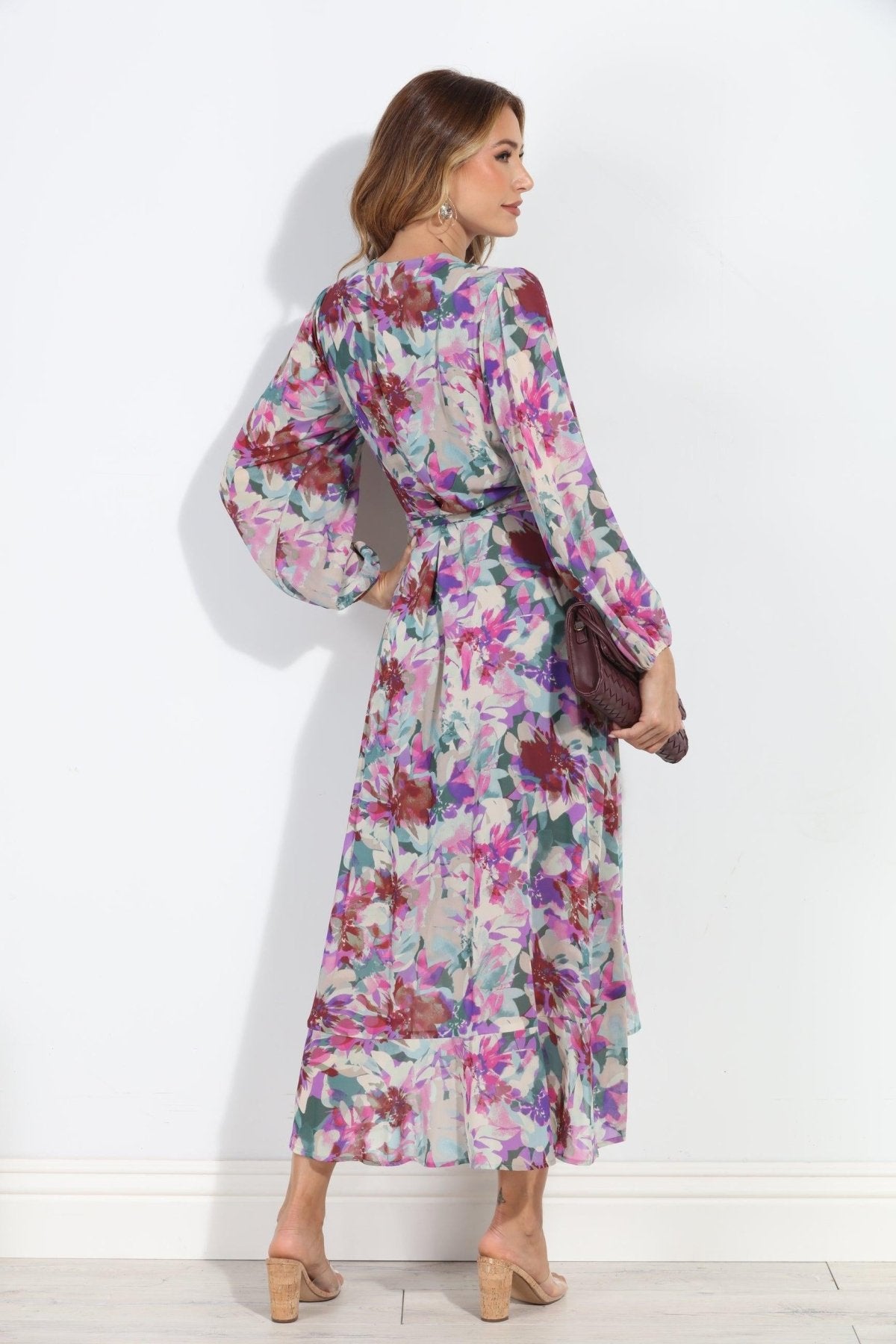 Cassandra Chiffon Ruffle Wrap Dress-BEST SELLER
