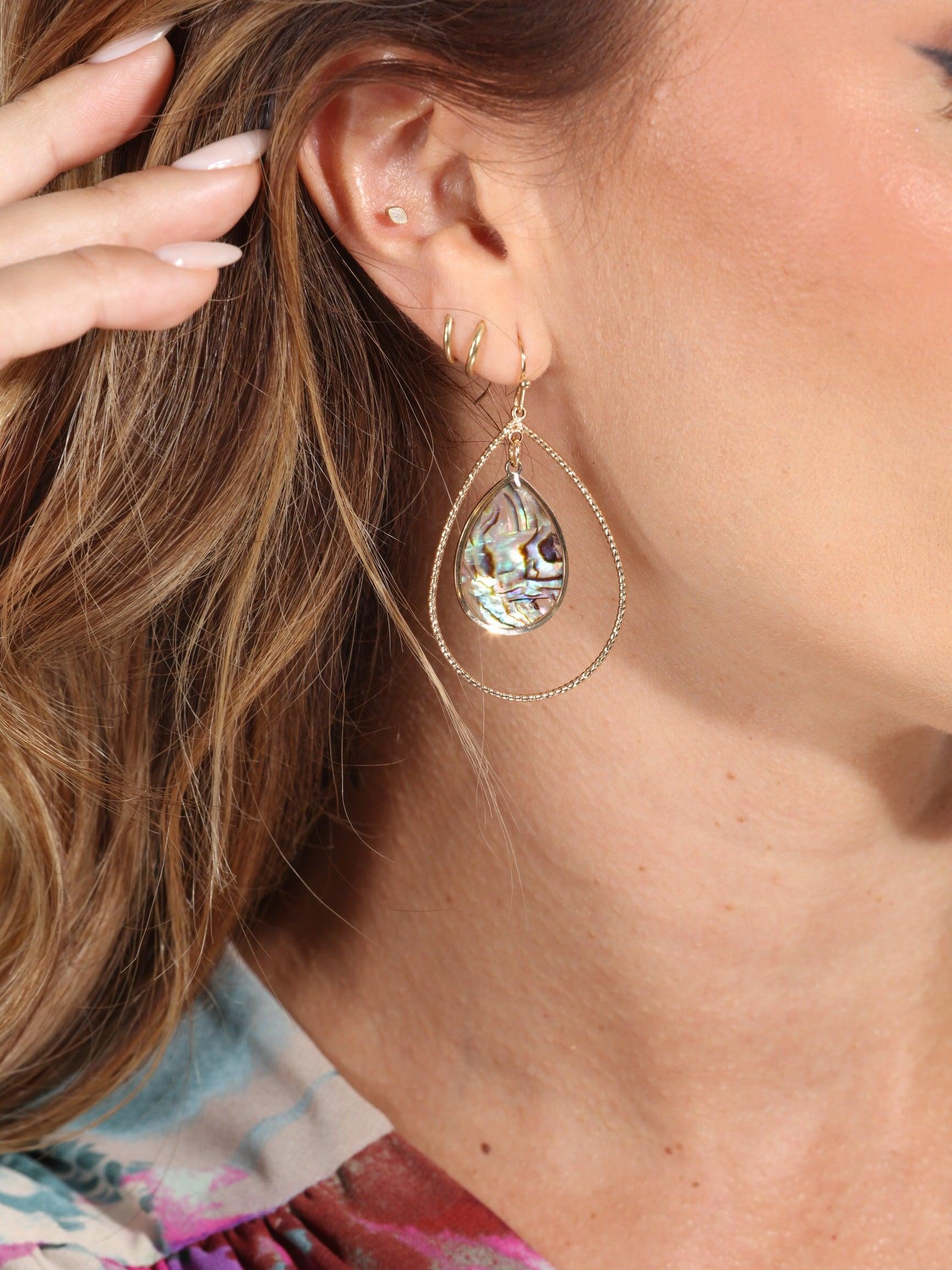 Abalone Double Teardrop Earrings