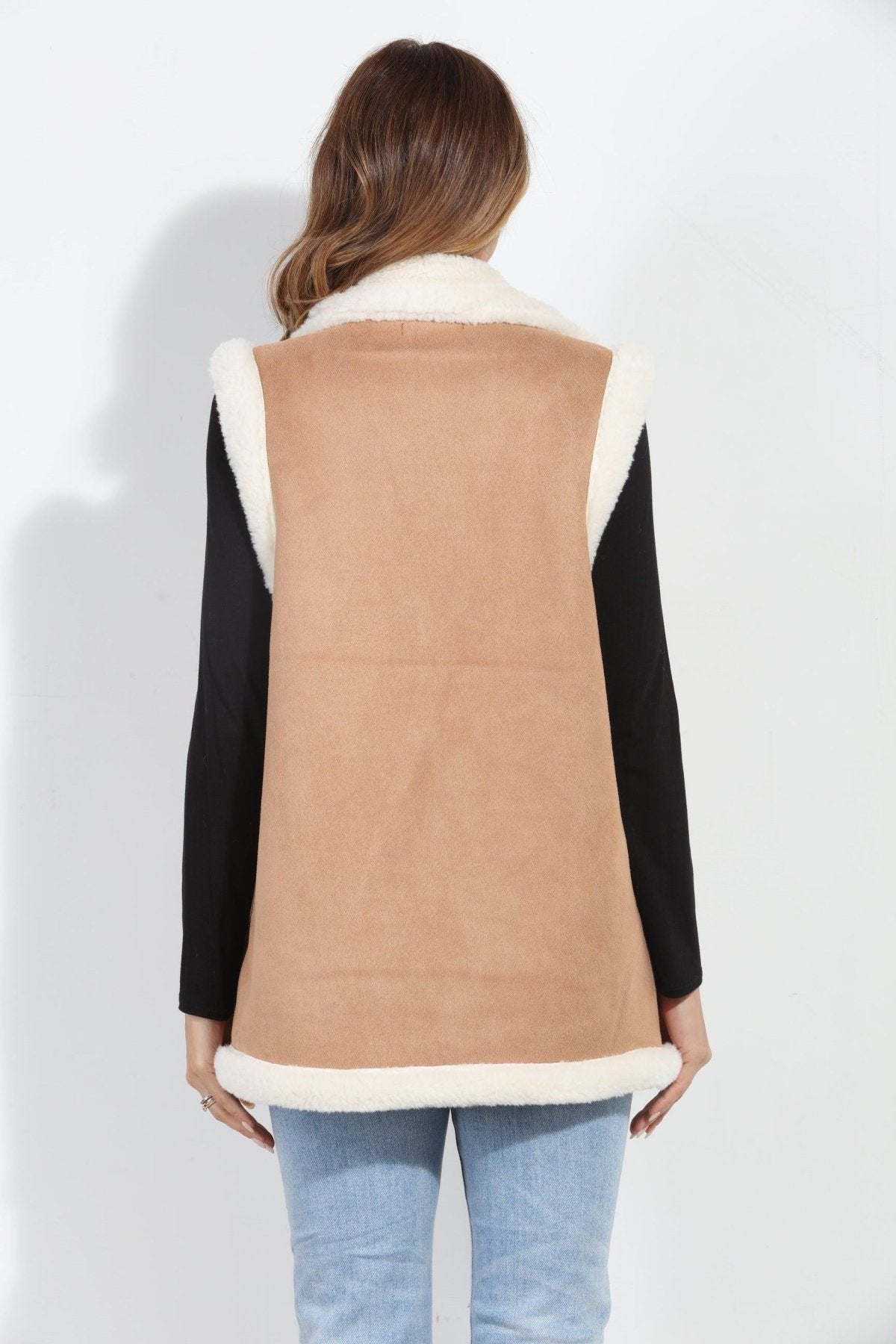 Camel/Ivory Faux Suede Vest-FINAL SALE