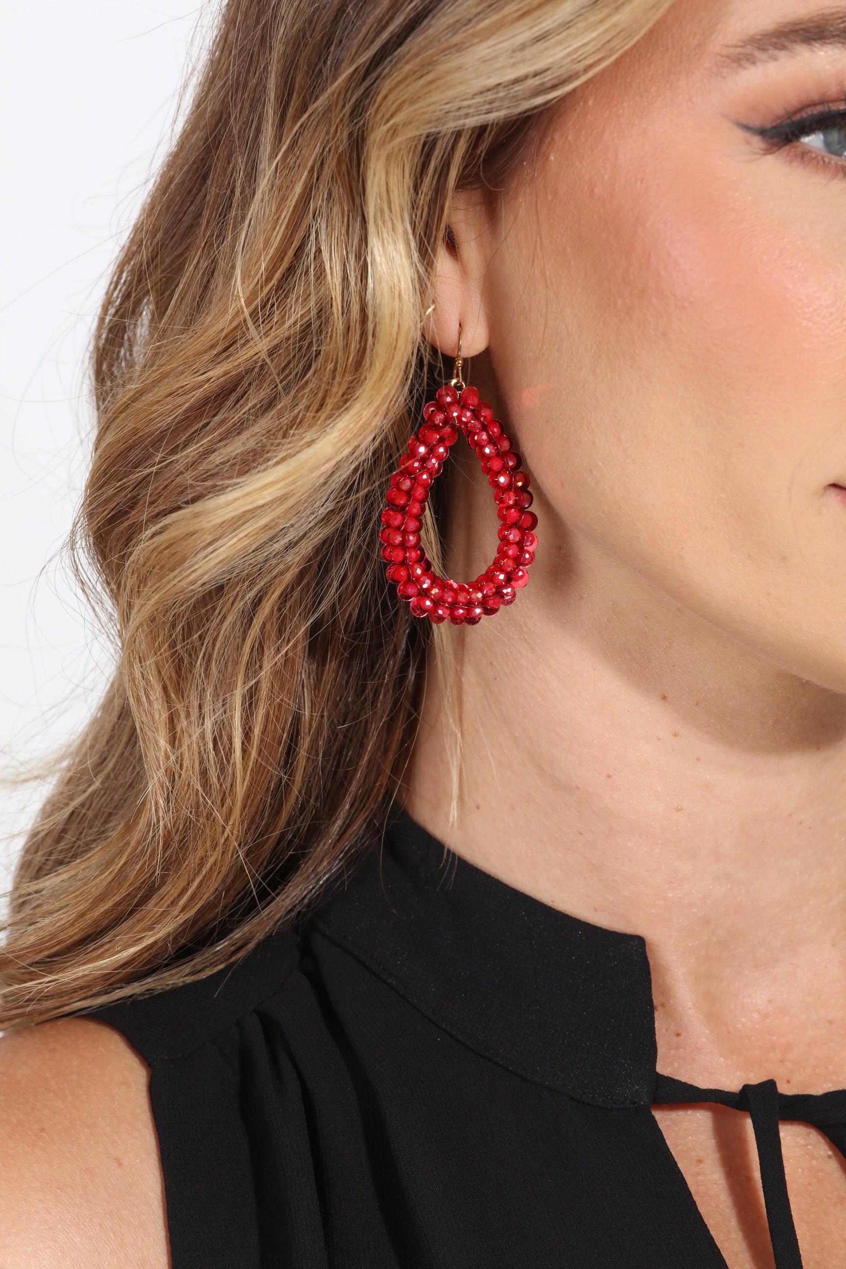 Rosebud Beaded Teardrop Earrings