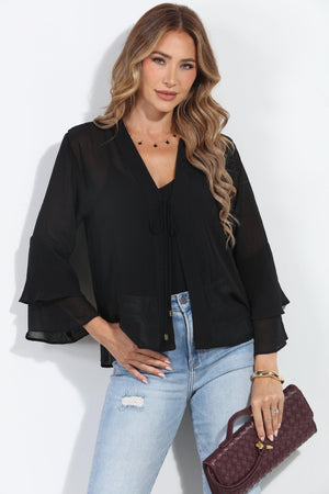 Black Boho Chiffon Jacket-BEST SELLER