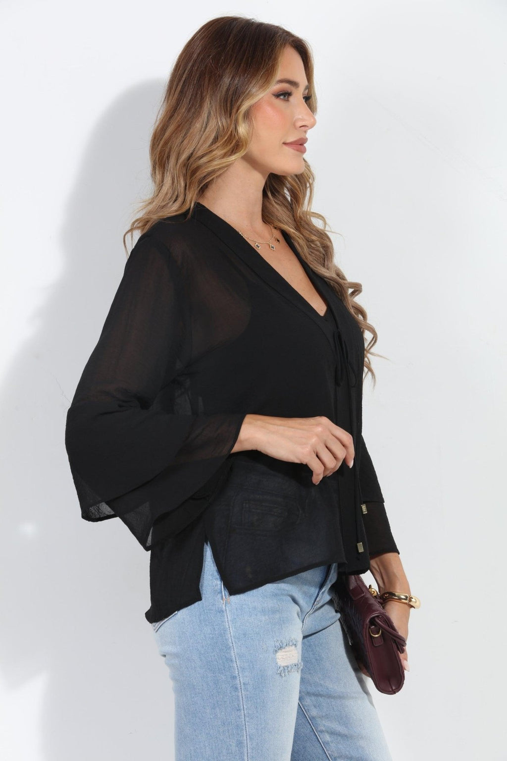 Black Boho Chiffon Jacket-BEST SELLER