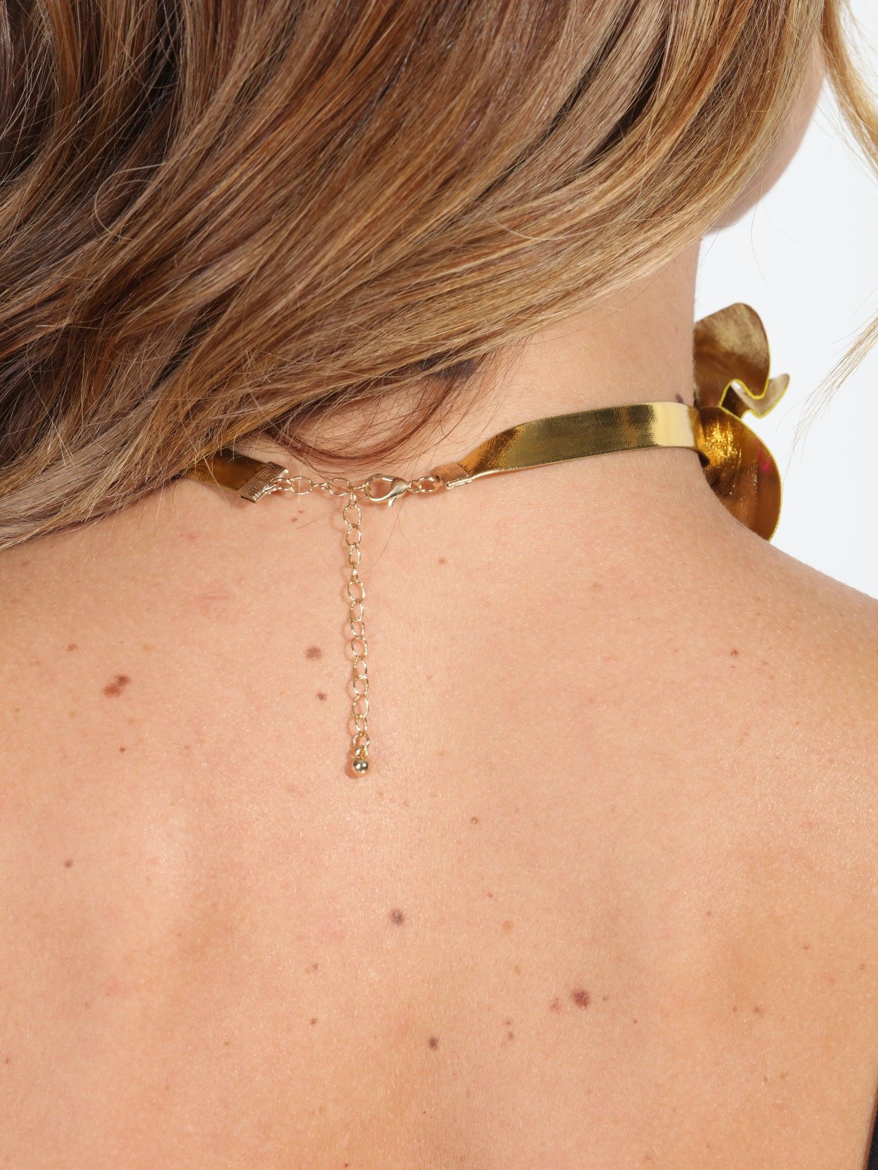Metallic Gold Rosette Necklace