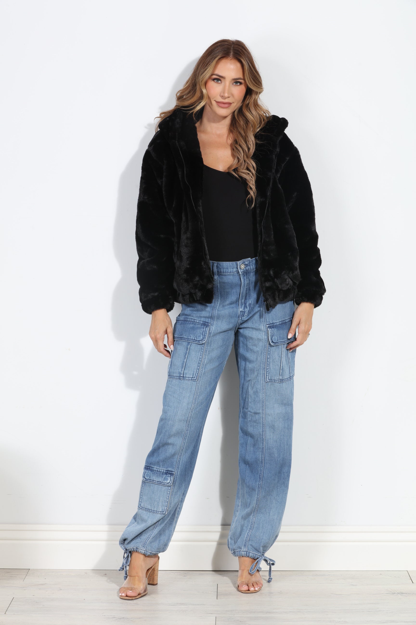 Premium Black Faux Fur Jacket