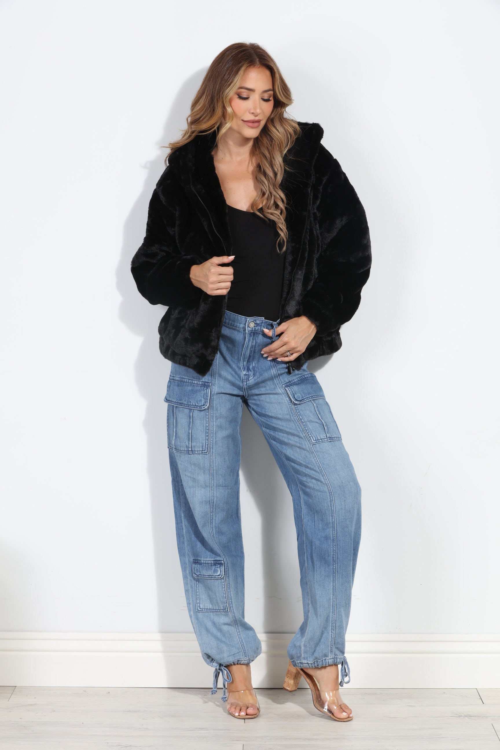 Premium Black Faux Fur Jacket