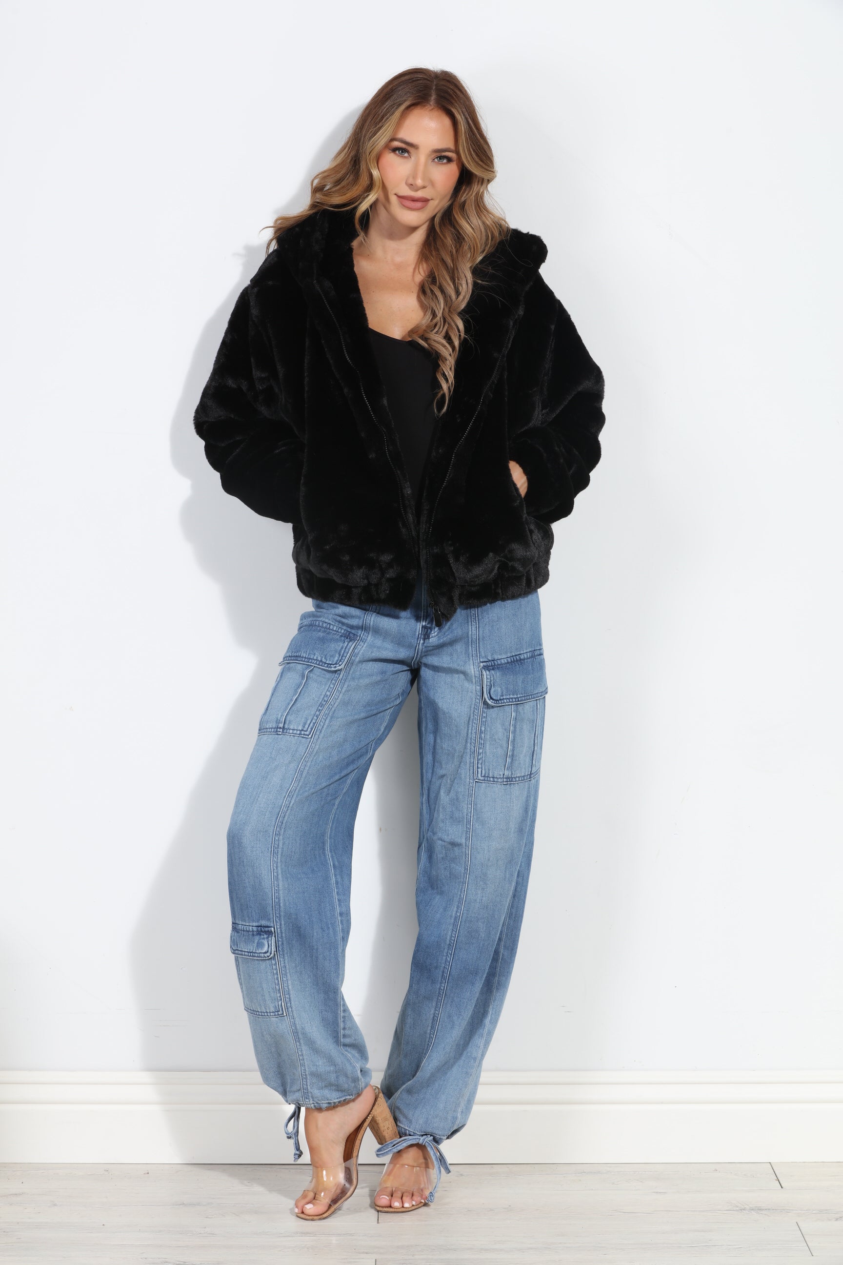 Premium Black Faux Fur Jacket