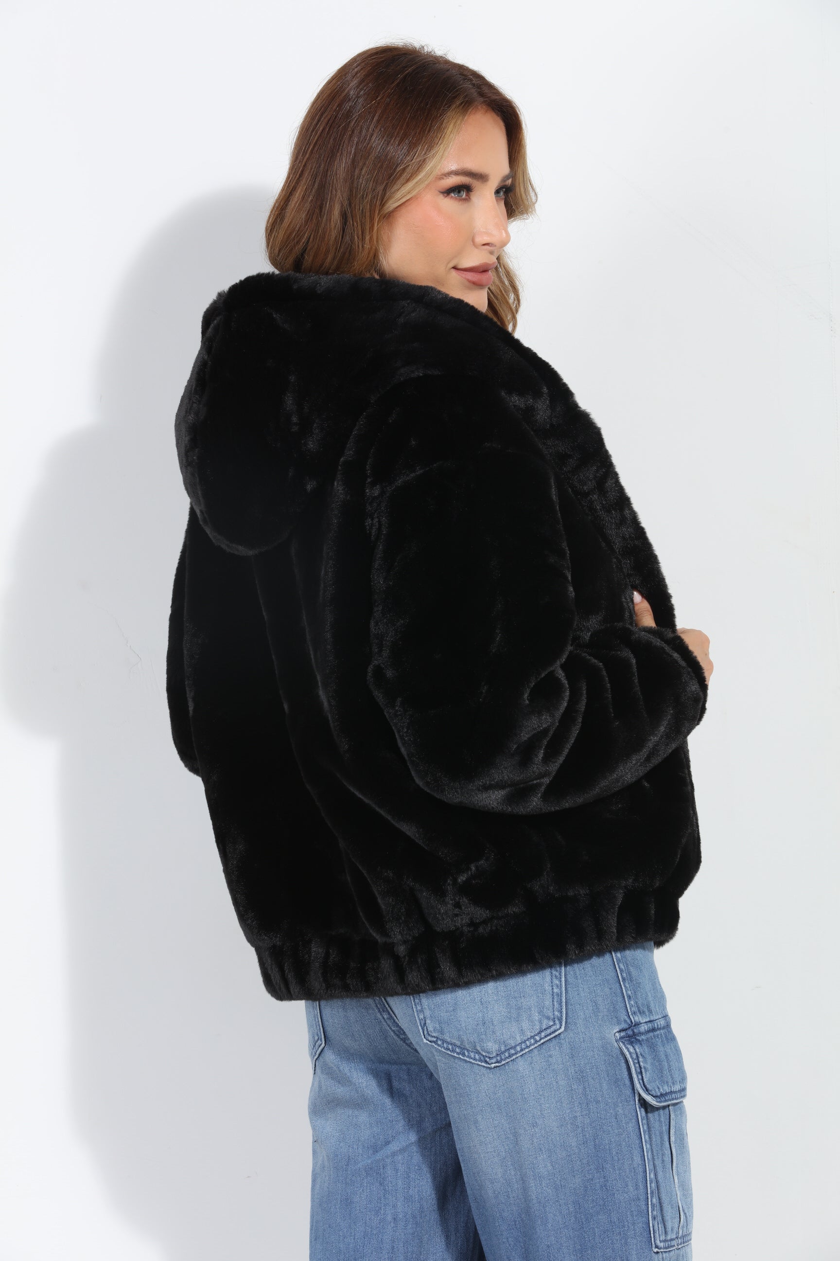 Premium Black Faux Fur Jacket