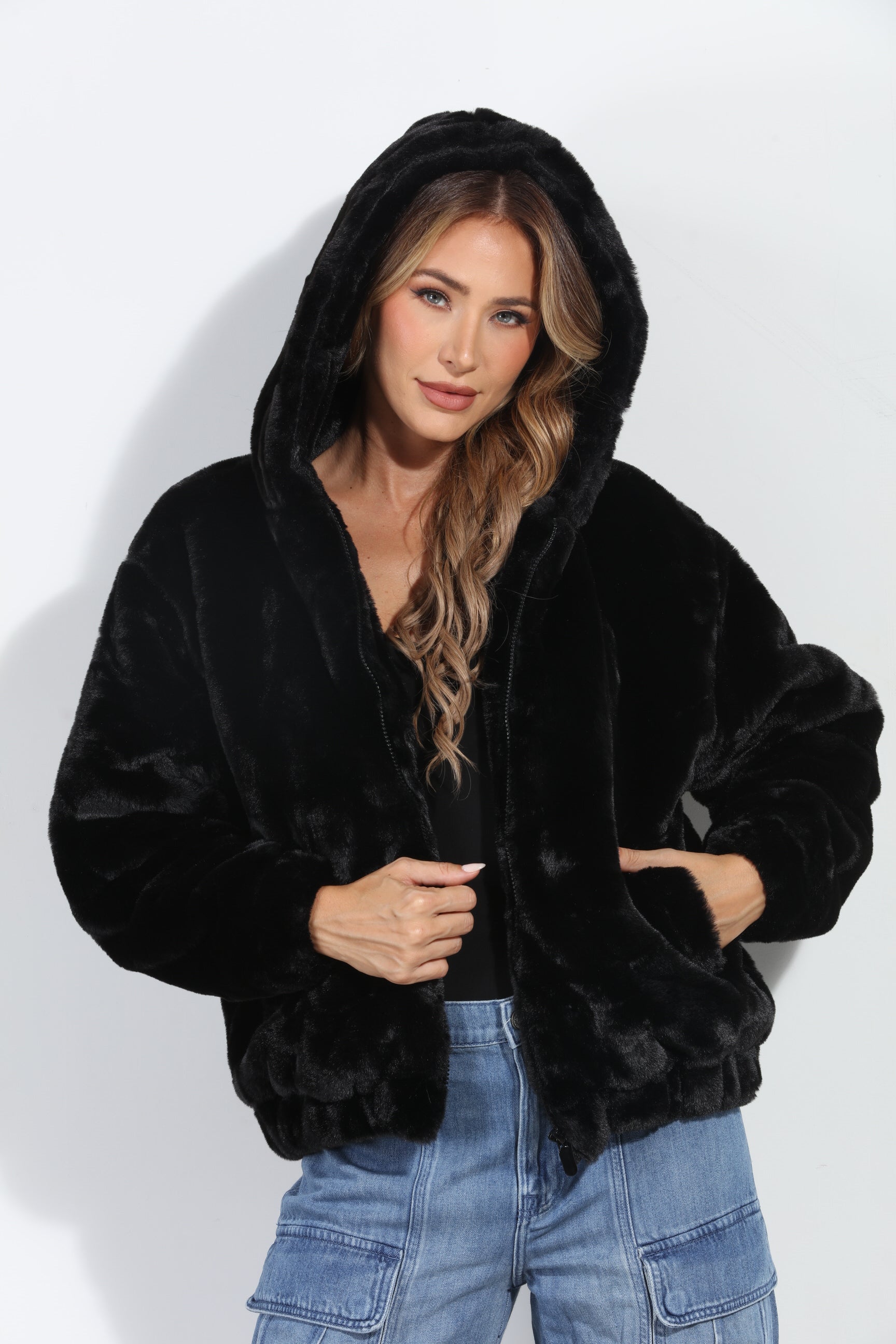 Premium Black Faux Fur Jacket