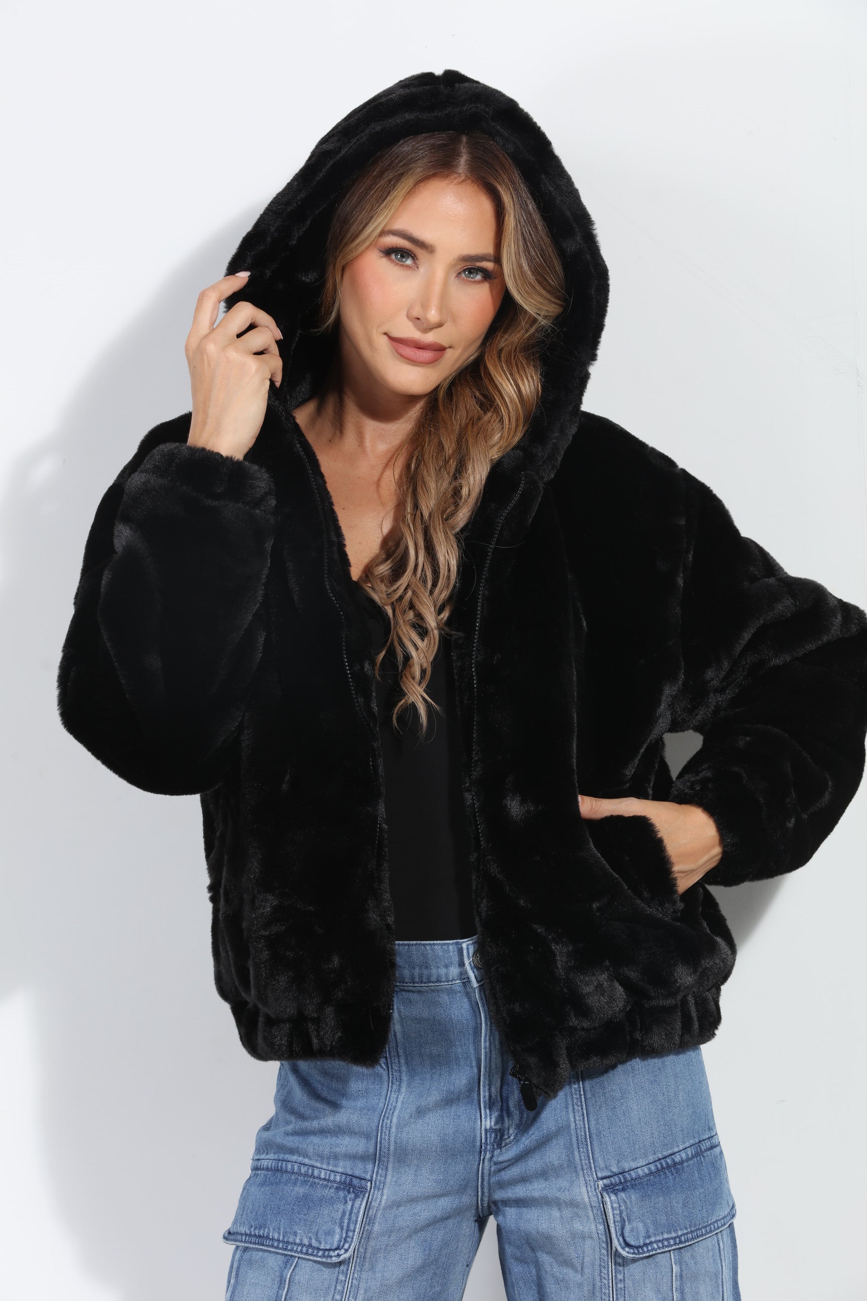 Premium Black Faux Fur Jacket