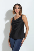Black Luxe Satin Cowl Tank-FINAL SALE