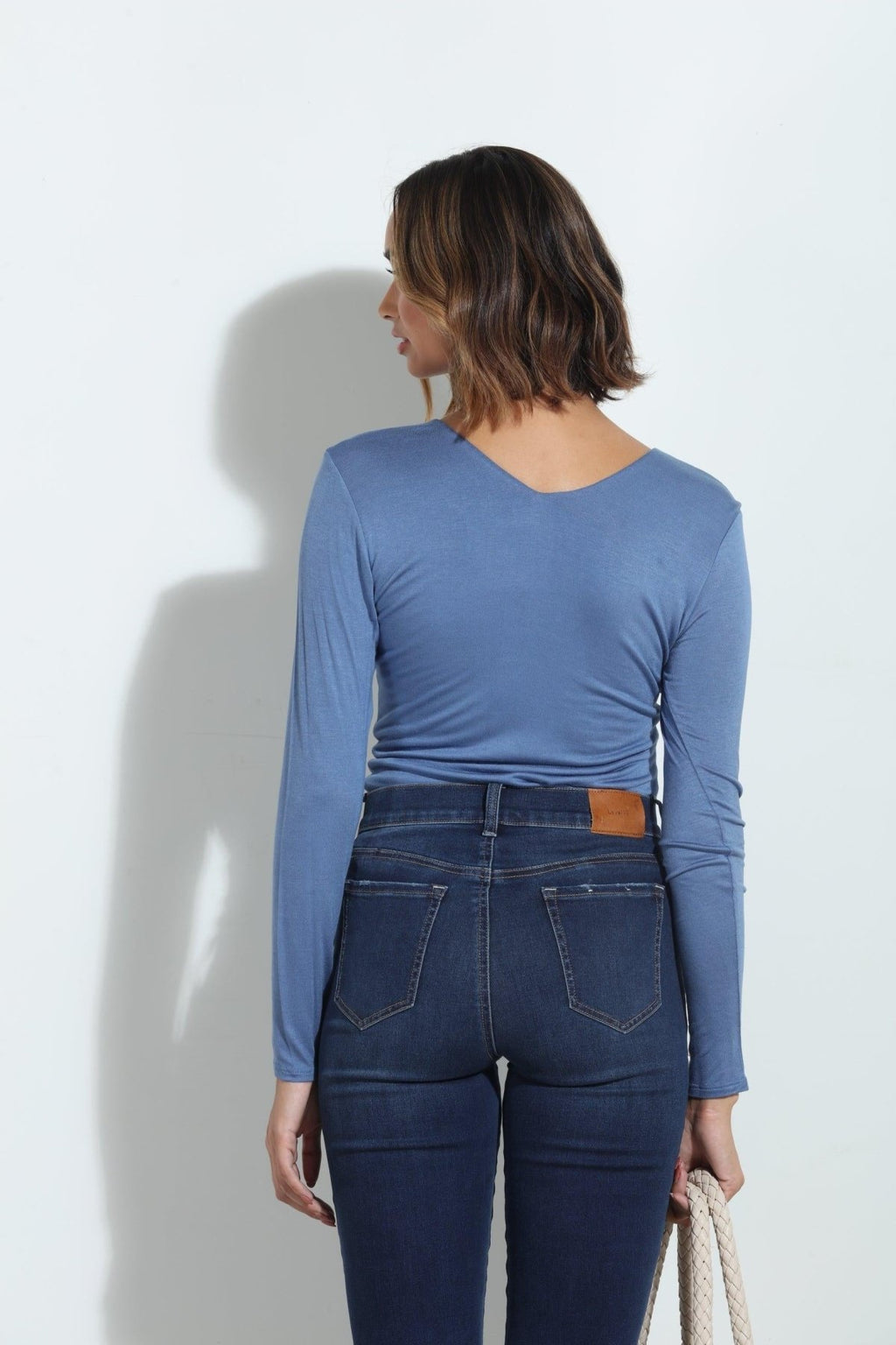 Denim Lined V-Neck Top