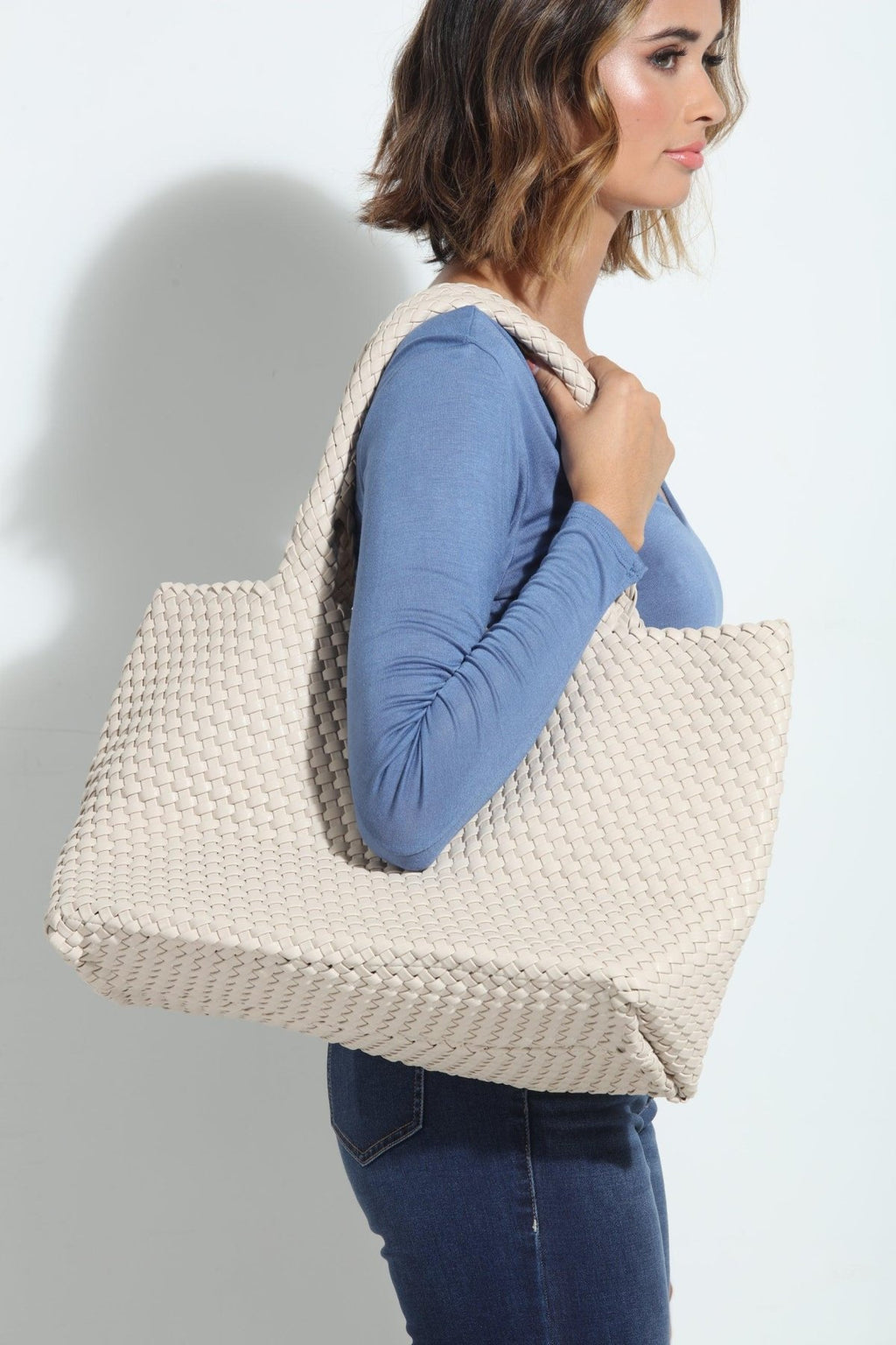Solana Woven Tote- Latte