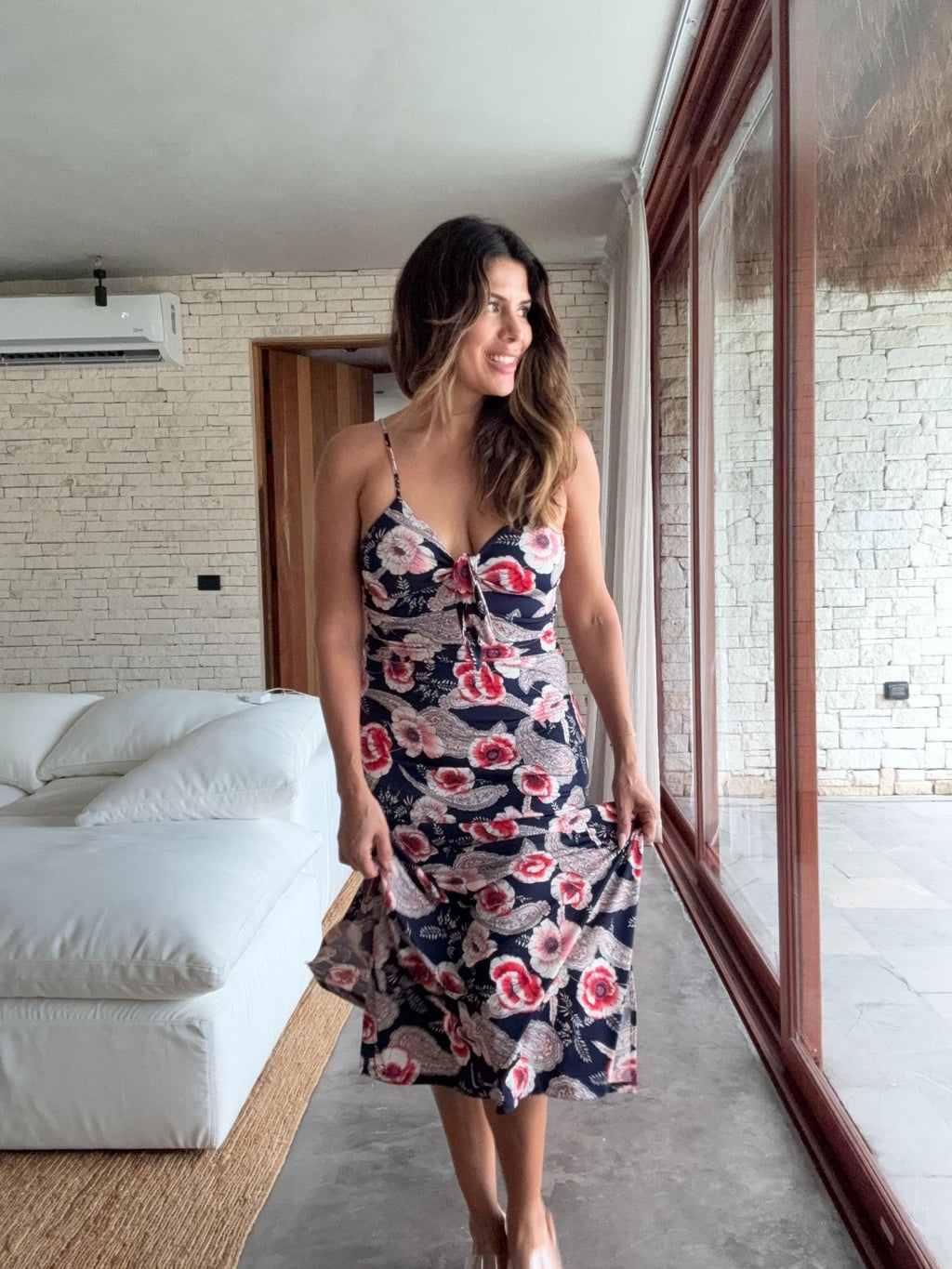 Corlota Stretch Front Tie Midi Dress-BEST SELLER