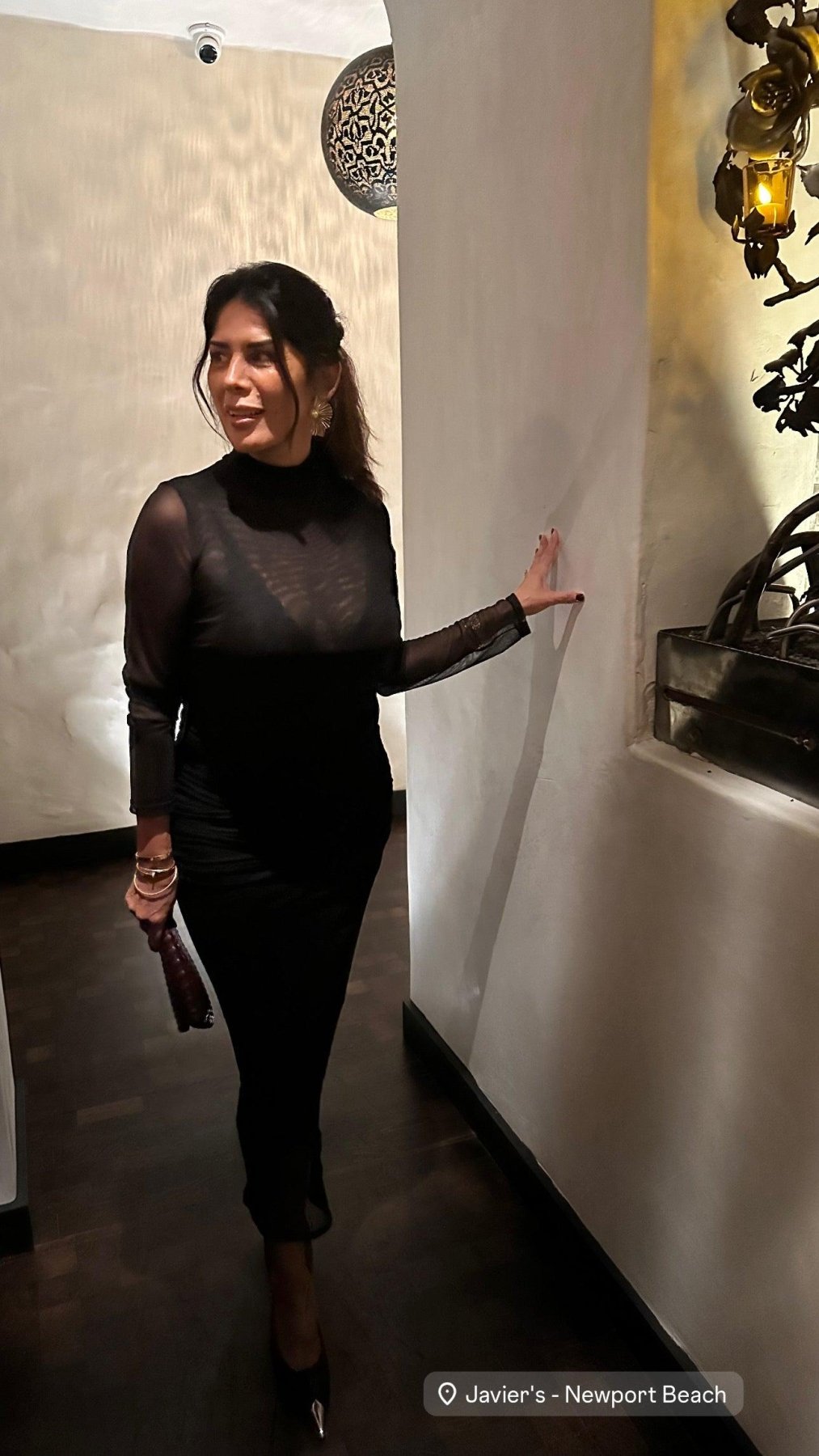 Black Mesh Long Sleeve Top