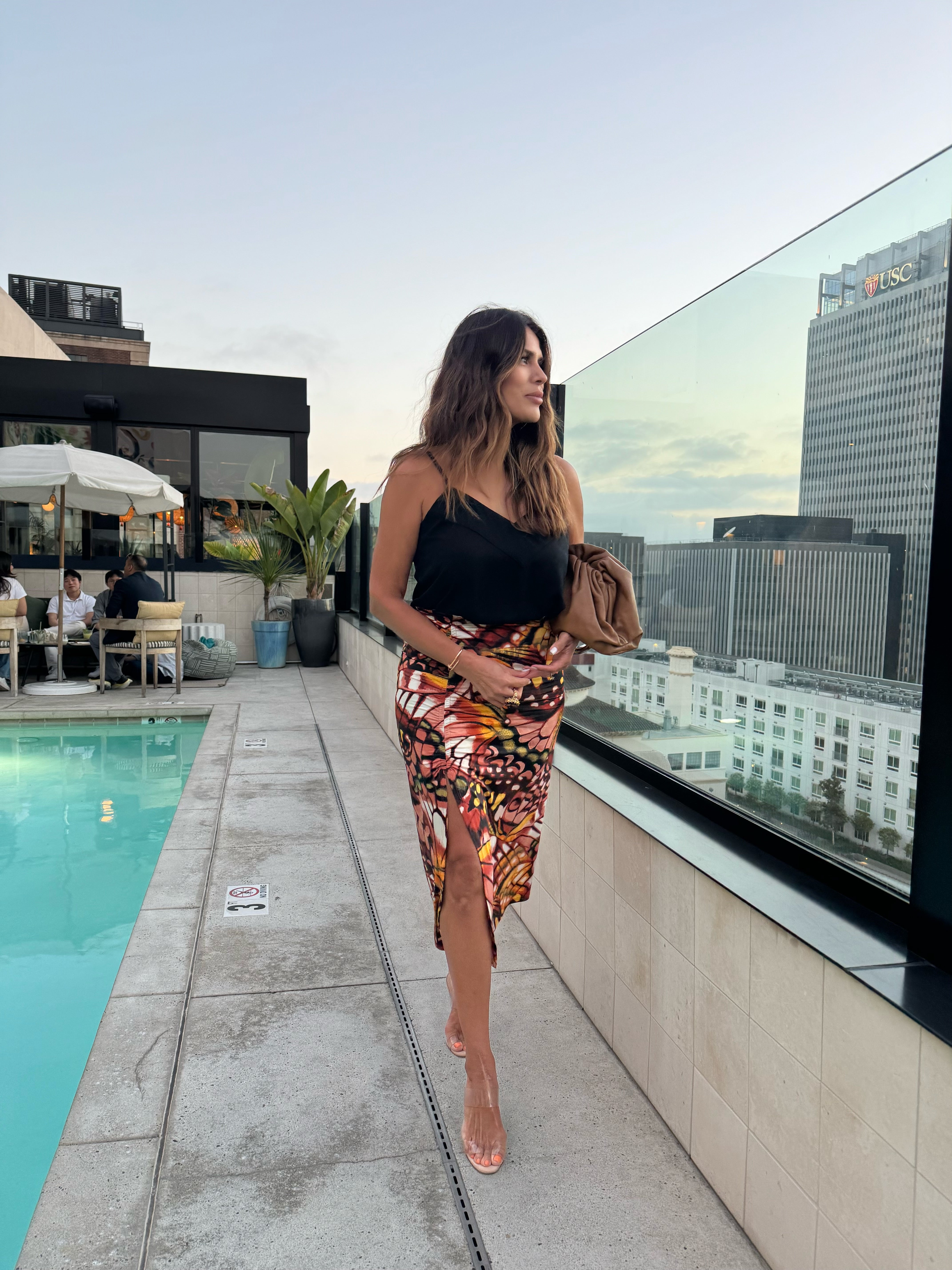 Mariposa Stretch Ruched Midi Skirt