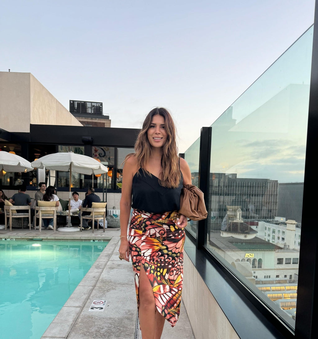 Mariposa Stretch Ruched Midi Skirt