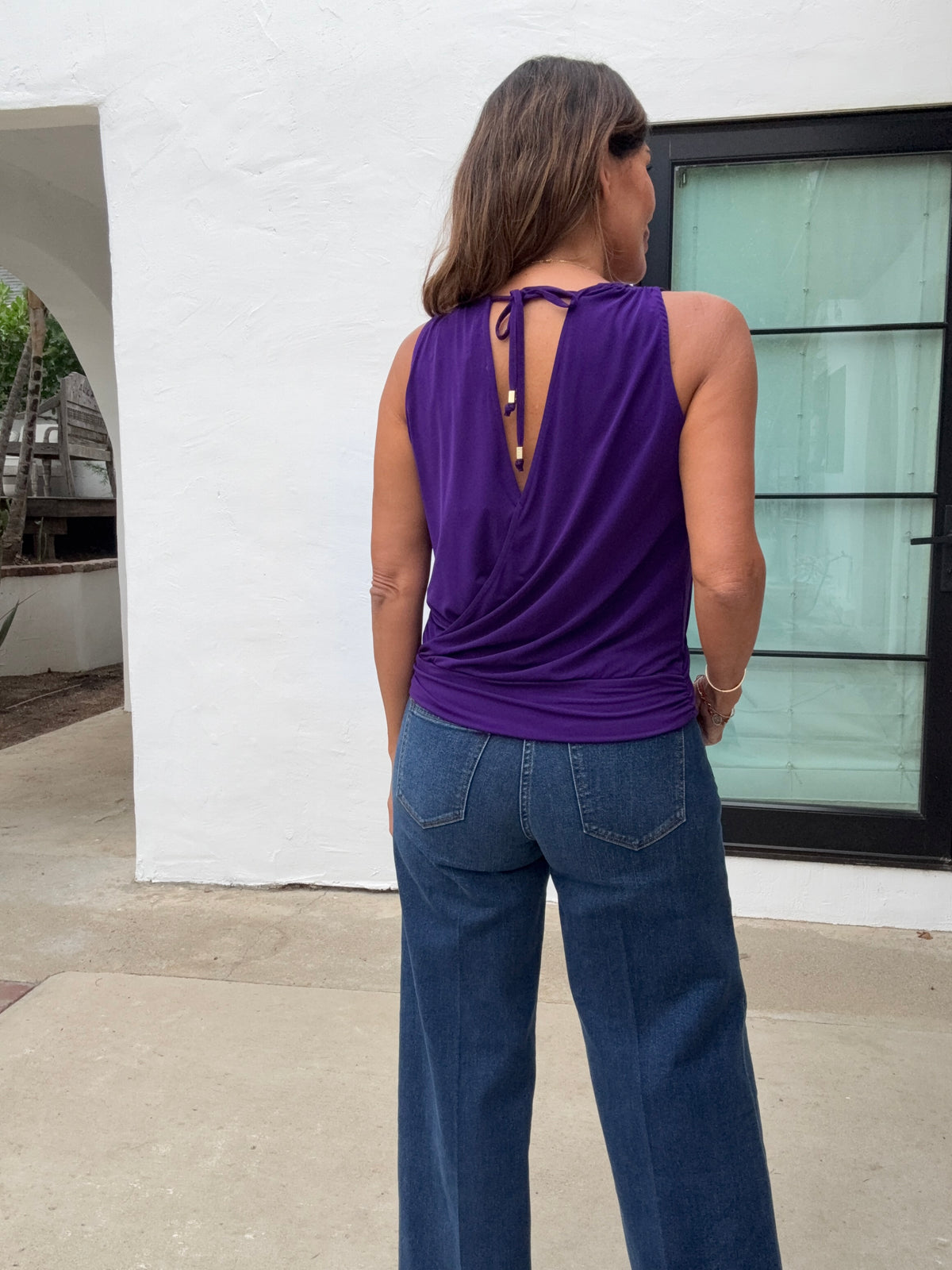 Purple Stretch Surplice Top