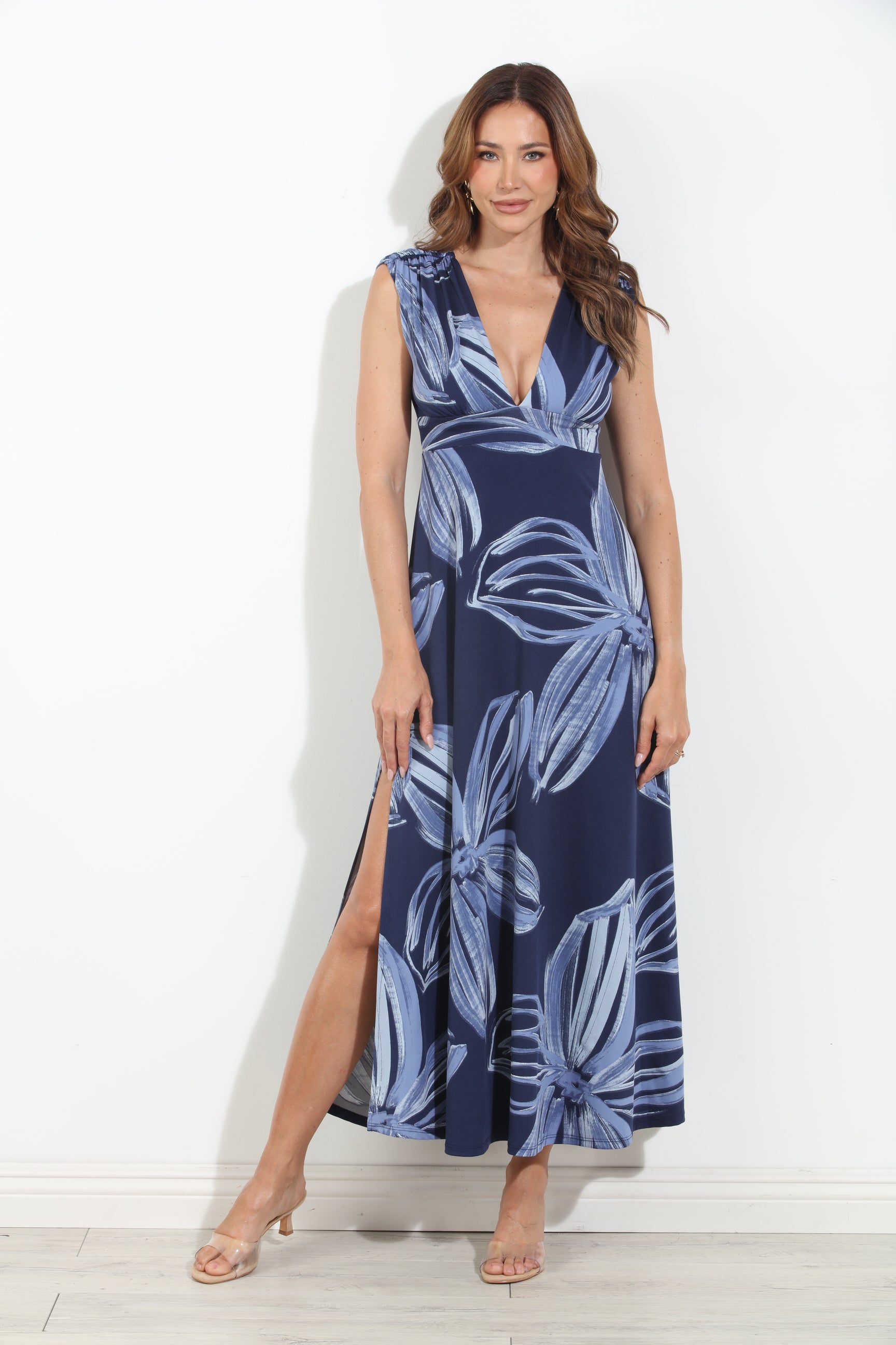 Isabella Stretch Deep V Maxi Dress - BEST SELLER