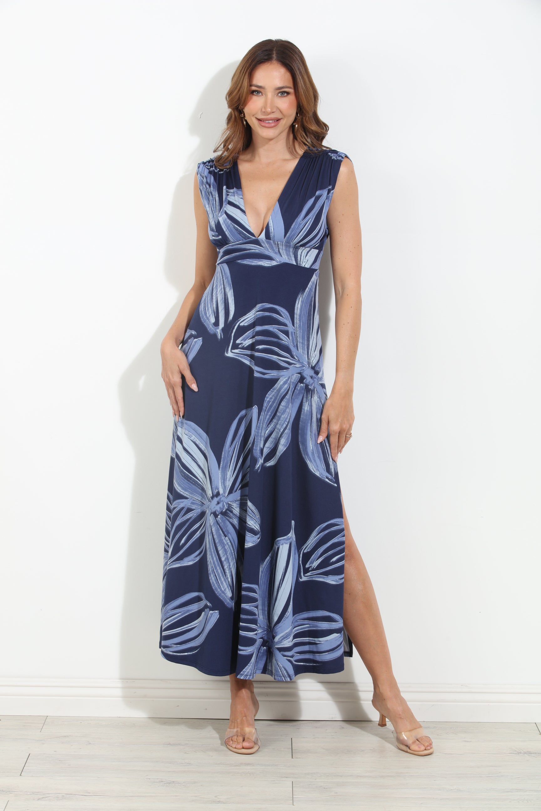 Isabella Stretch Deep V Maxi Dress - BEST SELLER