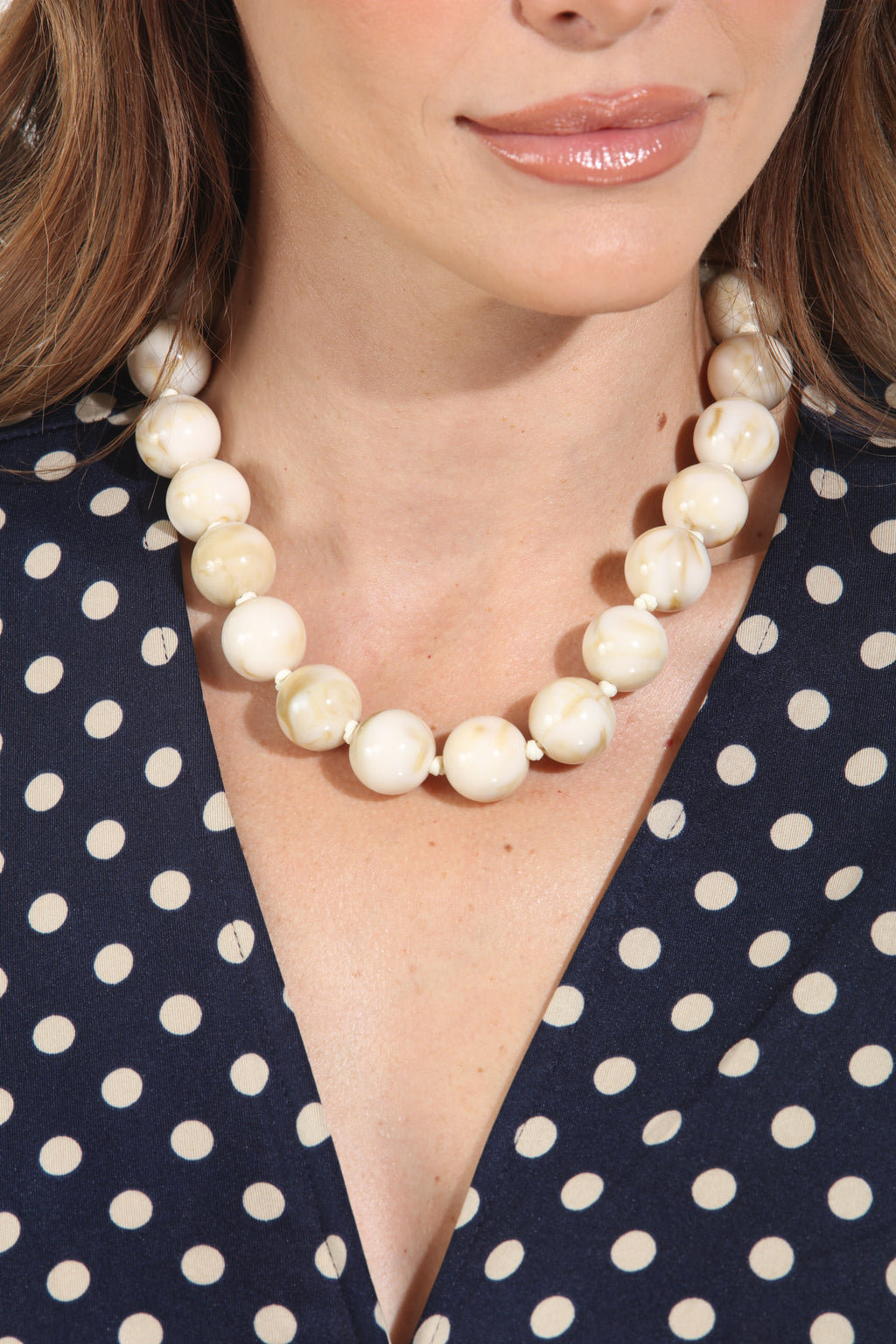 Ivory Marble Bead Statement Necklace