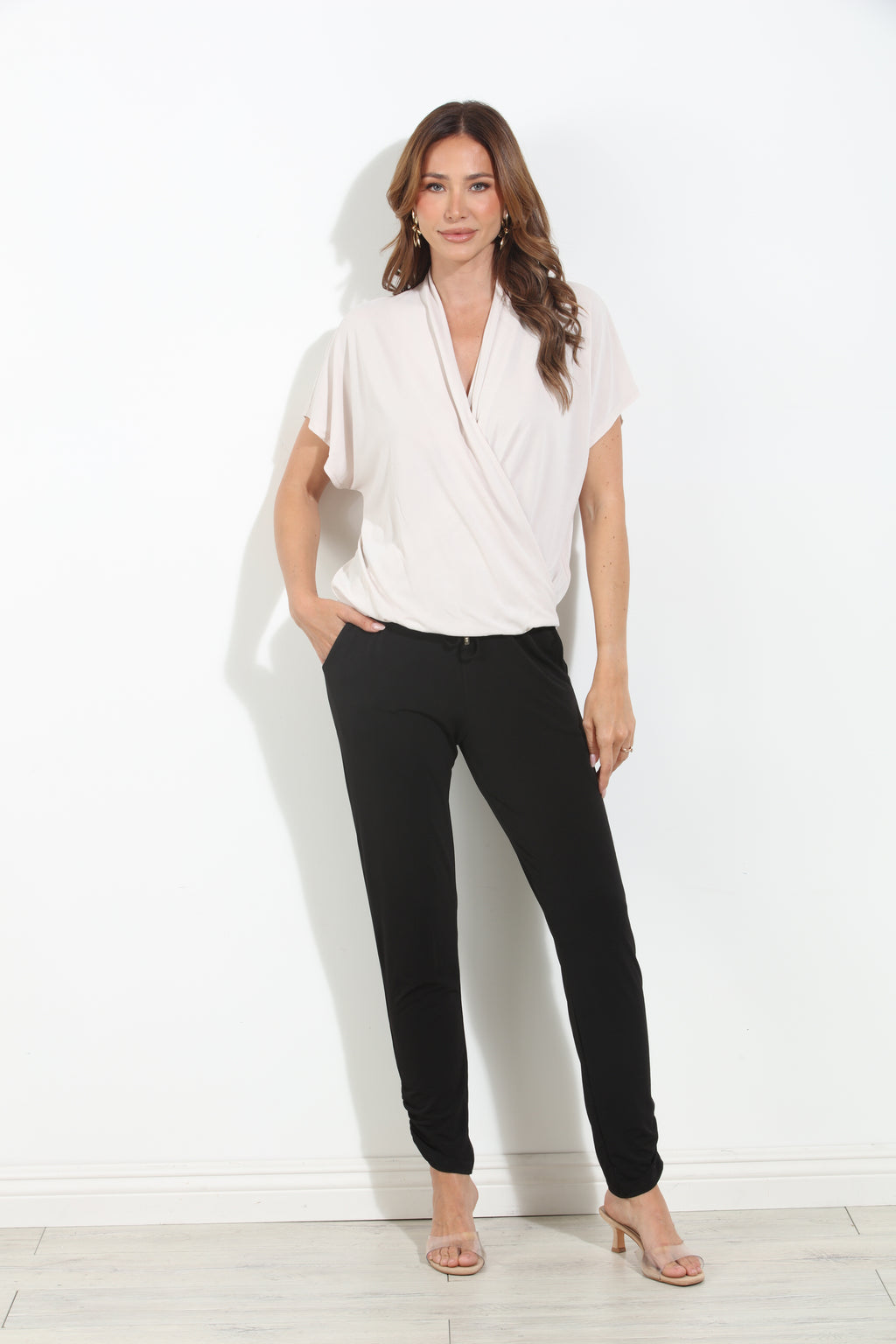 Vanilla Cupro Surplice Tee-BEST SELLER