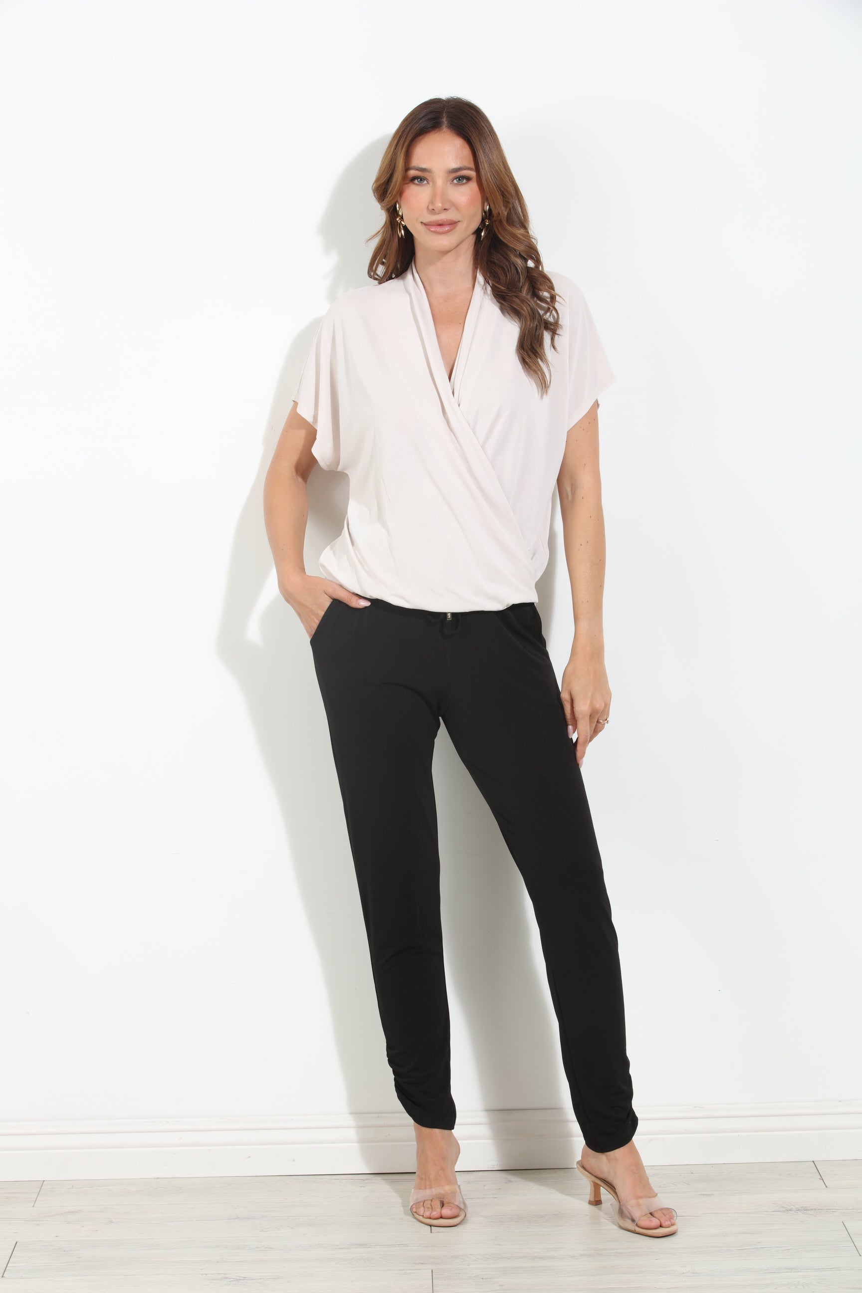 Vanilla Cupro Surplice Tee-BEST SELLER